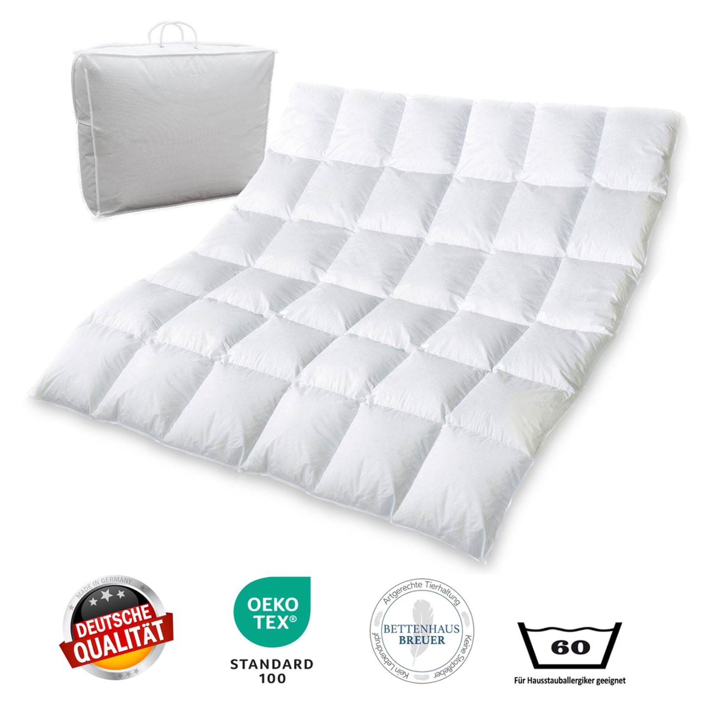 Extra warme 100% sibirische Daunen Bettdecke Daunendecke 200x200 1650g