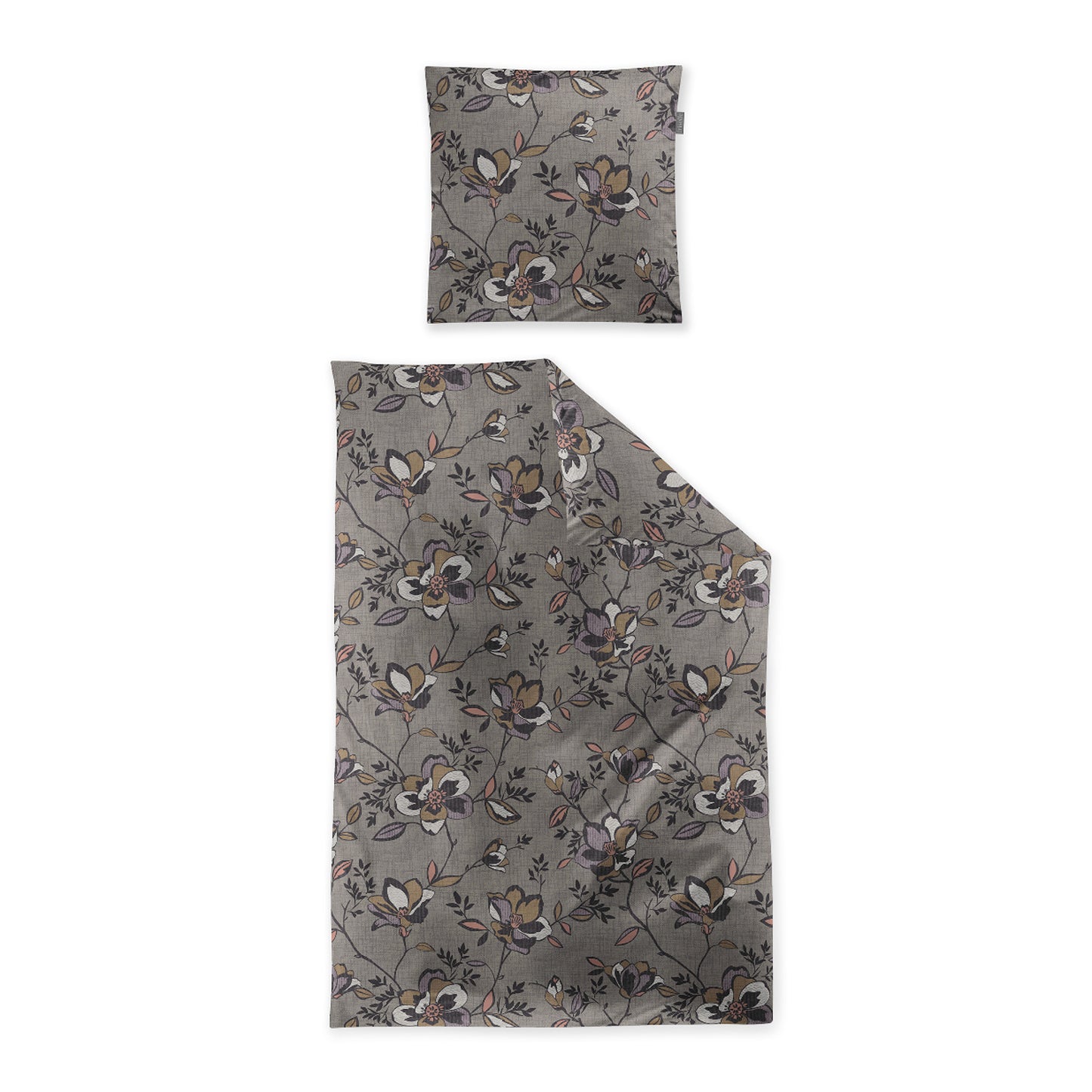 Irisette Biber Bettwäsche Koala 8616-90 Blumen Grau Kupfer 135x200