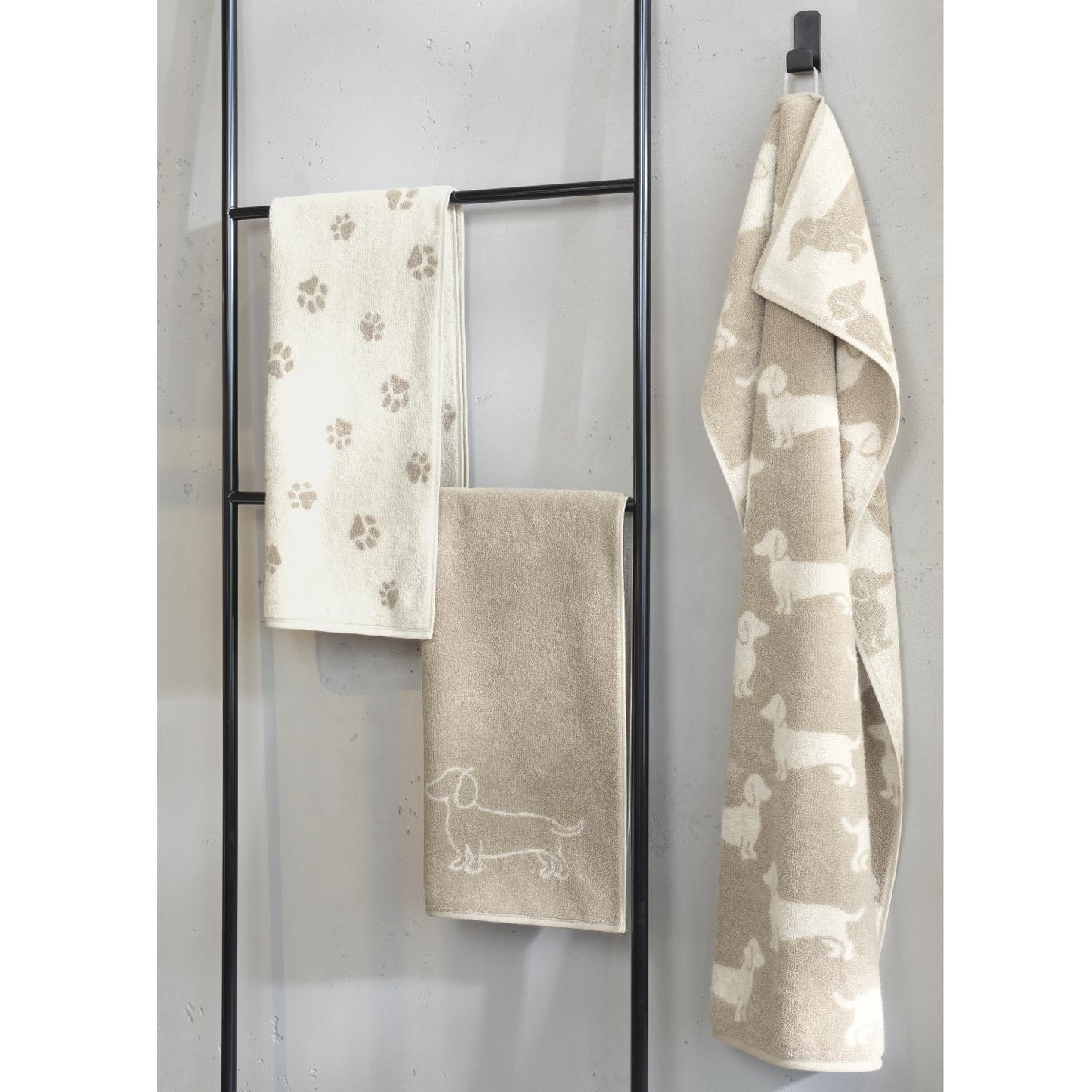 2 Stück Cawö We love Dogs Gästetücher 6248-33 Dackel Natur 30x50