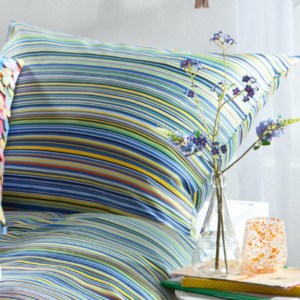 Bettwäsche Sympathica Satin 2148-51 blau bunt gestreift 155x220