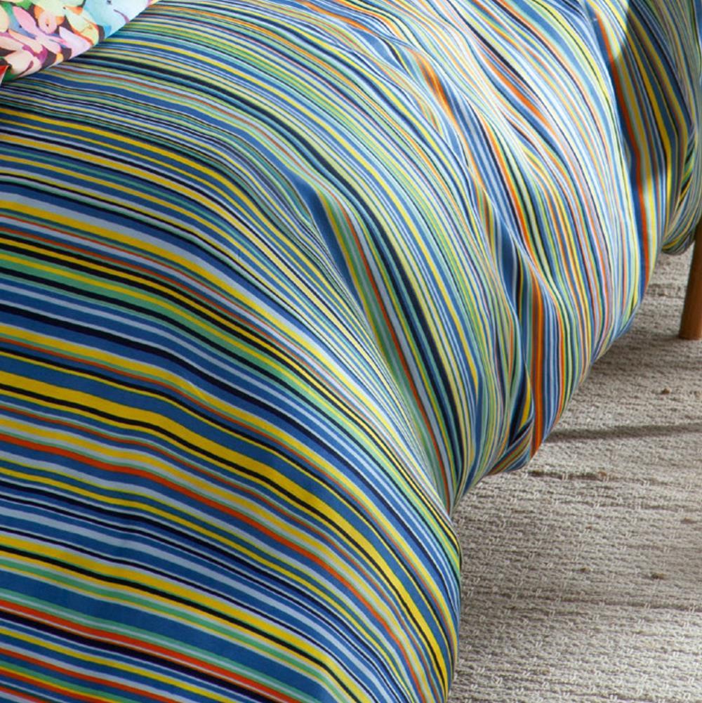 Bettwäsche Sympathica Satin 2148-51 blau bunt gestreift 155x220