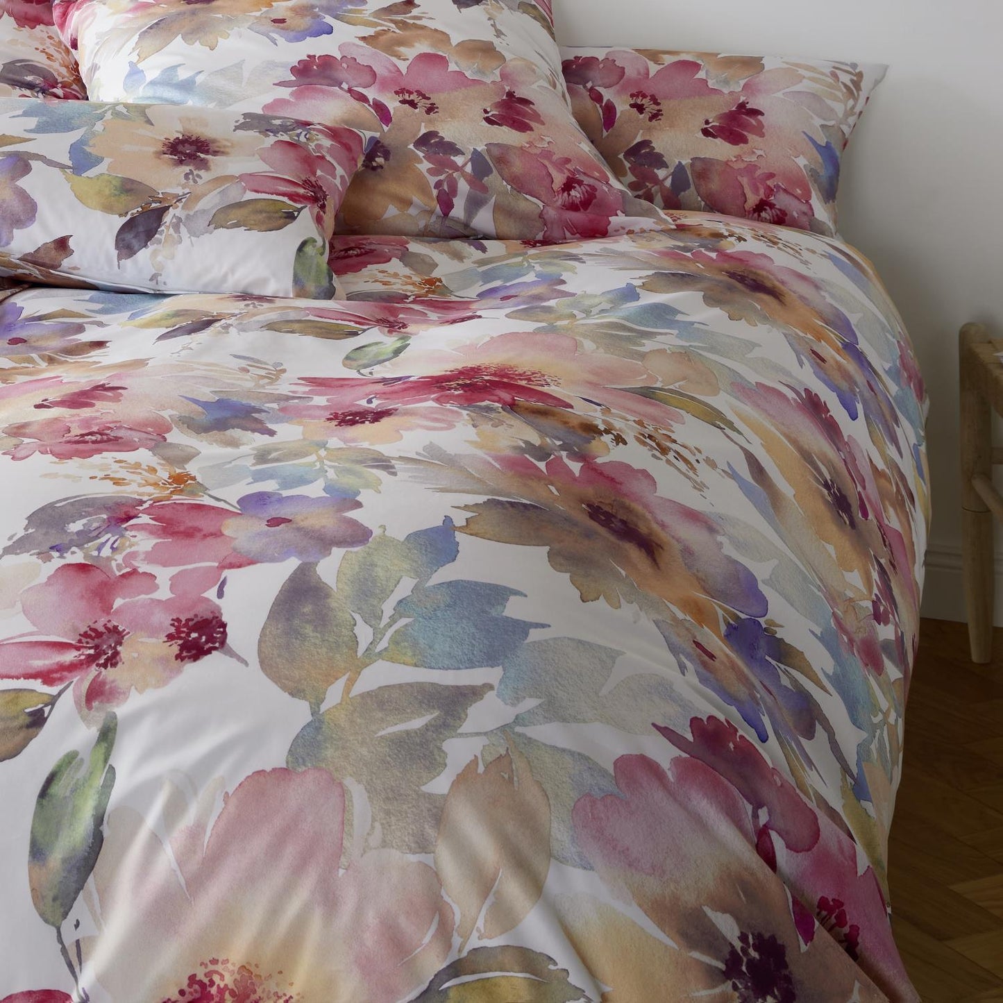 Elegante Mako Batist Bettwäsche Bloom 2332-11 Blumen Aquarell 135x200