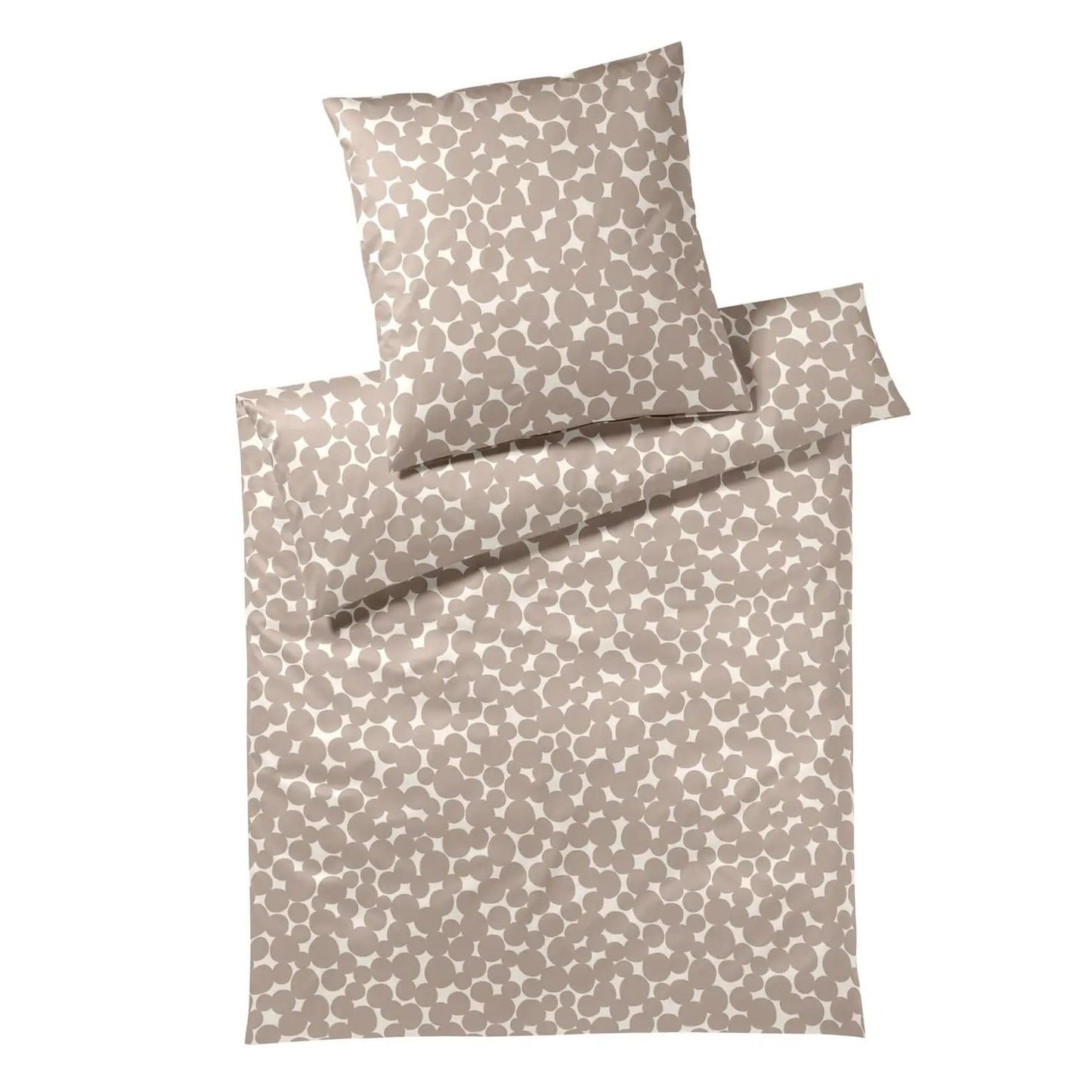 Elegante Mako Satin Bettwäsche Pebbles 2431-07 Kreise Natur 135x200