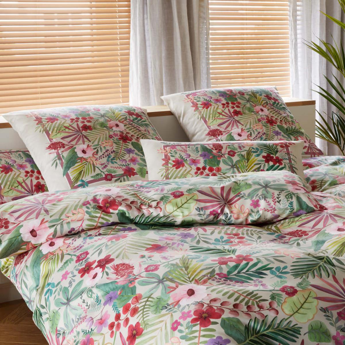 Elegante Mako Satin Bettwäsche Rise 24504-77 Sand Blumen 135x200