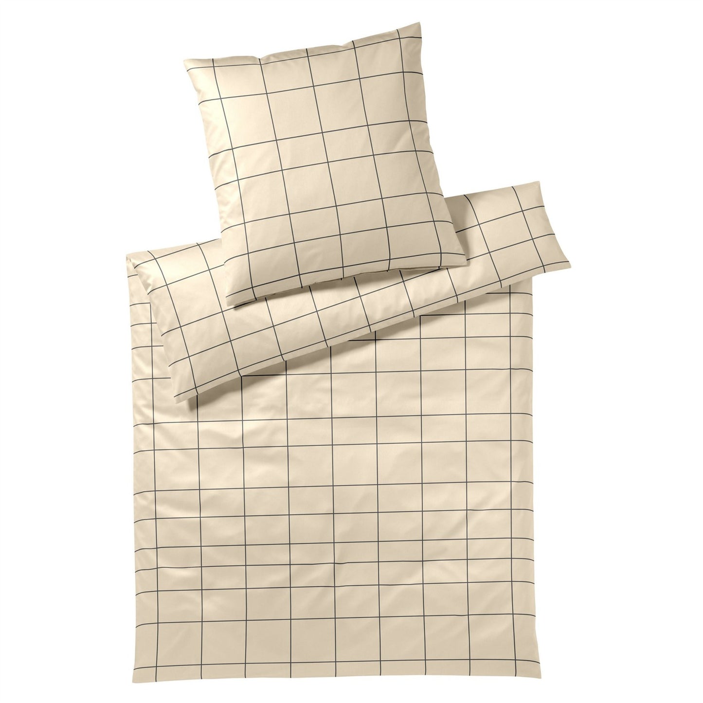 Elegante Mako Satin Bettwäsche Cross 24506-7 beige kariert 135x200