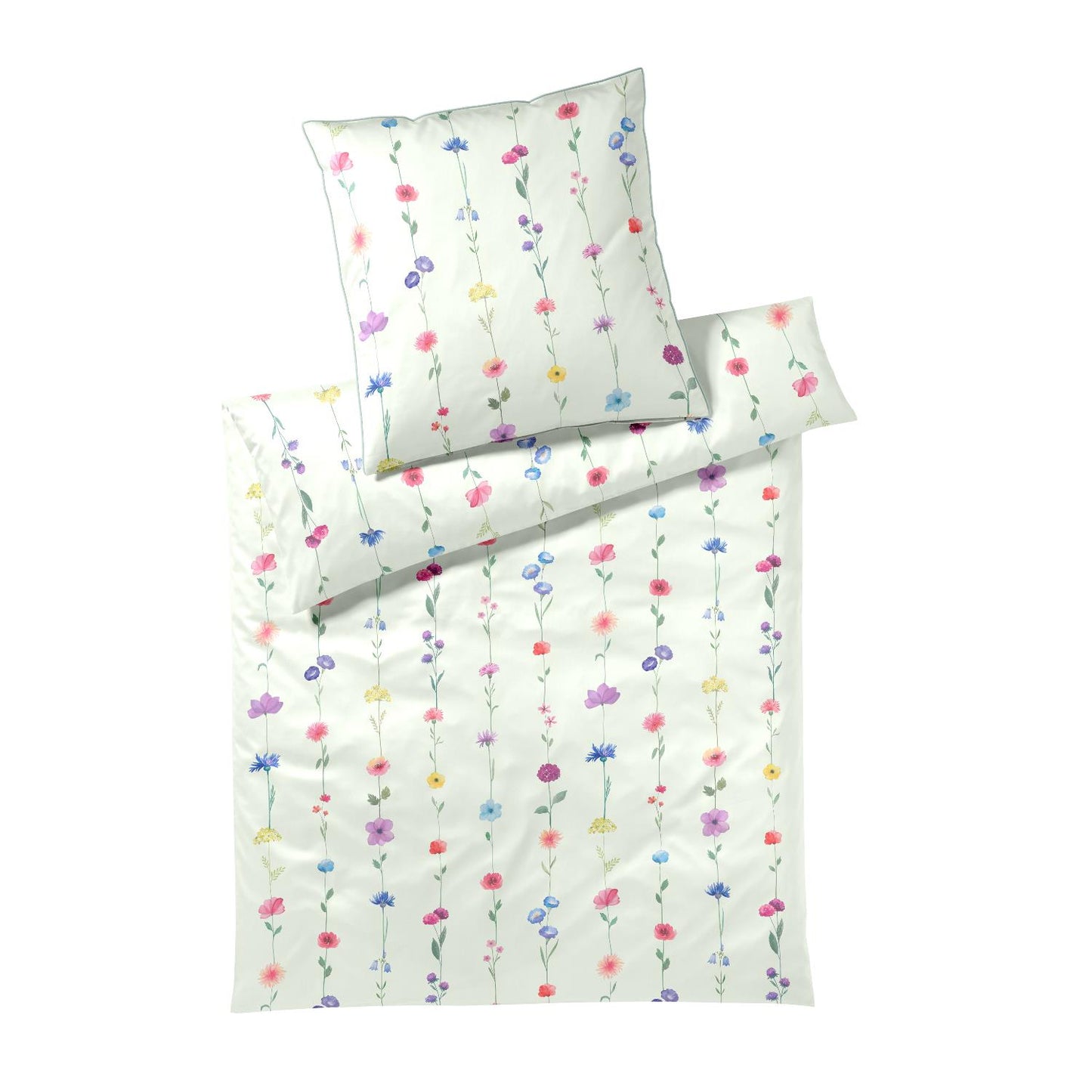 Elegante Mako Satin Bettwäsche Flower Show 24526-4 Blumen Mint 135x200