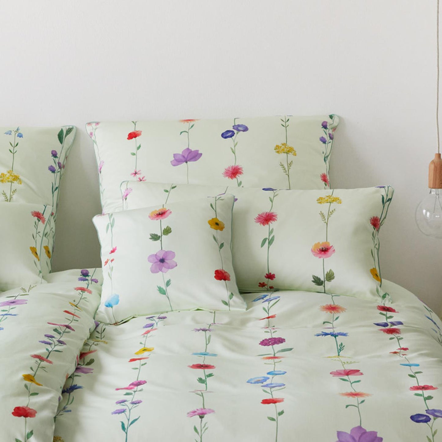 Elegante Mako Satin Bettwäsche Flower Show 24526-4 Blumen Mint 135x200