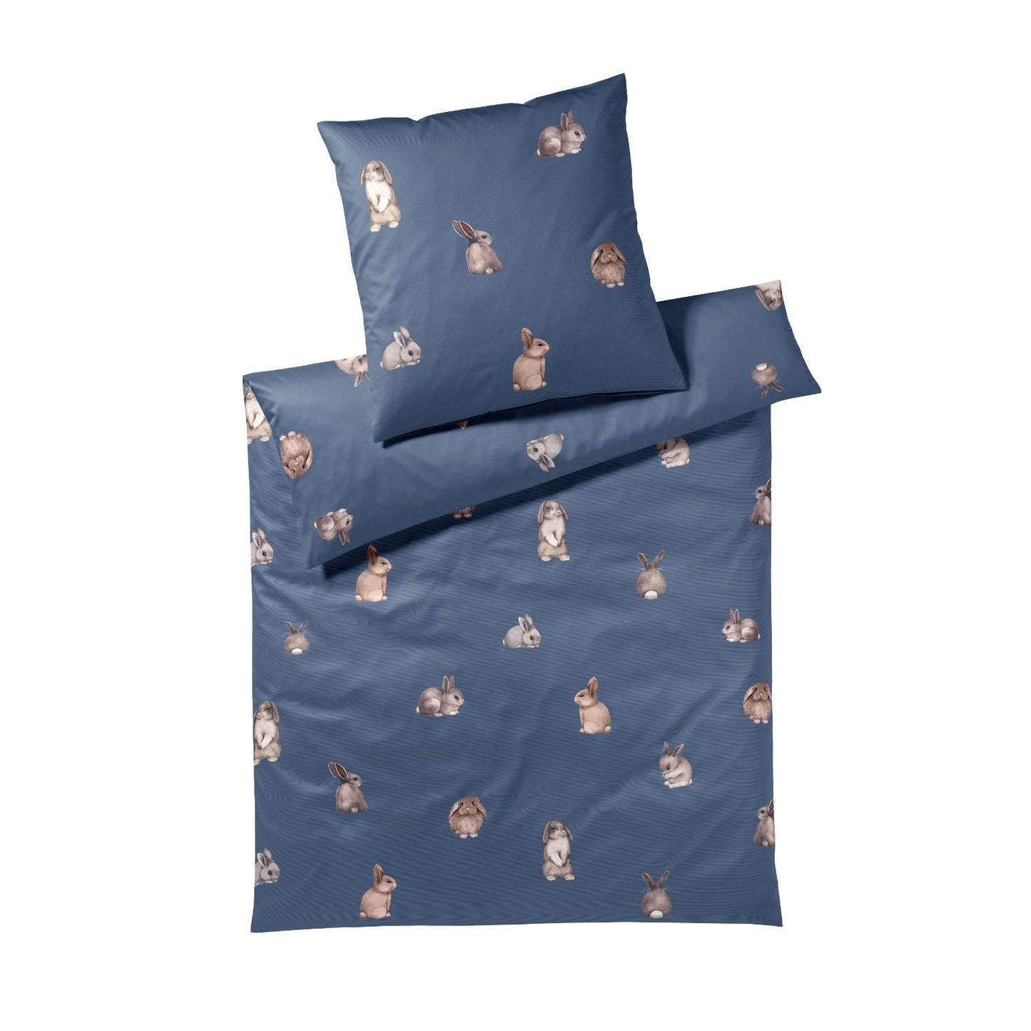 Elegante Mako Satin Bettwäsche Bunnies 24531-2 Kaninchen Blau 135x200