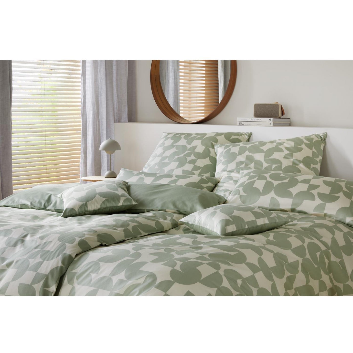 Elegante Mako Satin Bettwäsche Studio Graphic 24533-4 Grün 135x200