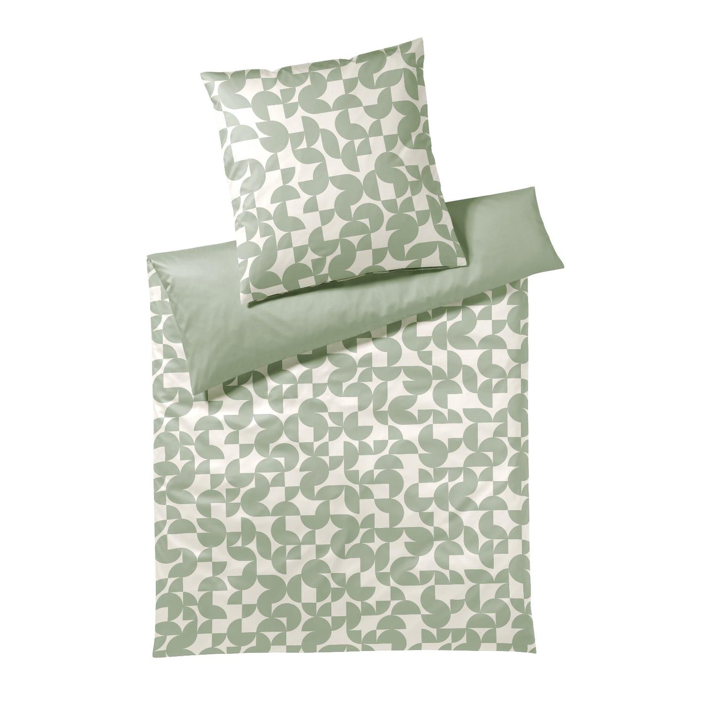 Elegante Mako Satin Bettwäsche Studio Graphic 24533-4 Grün 135x200