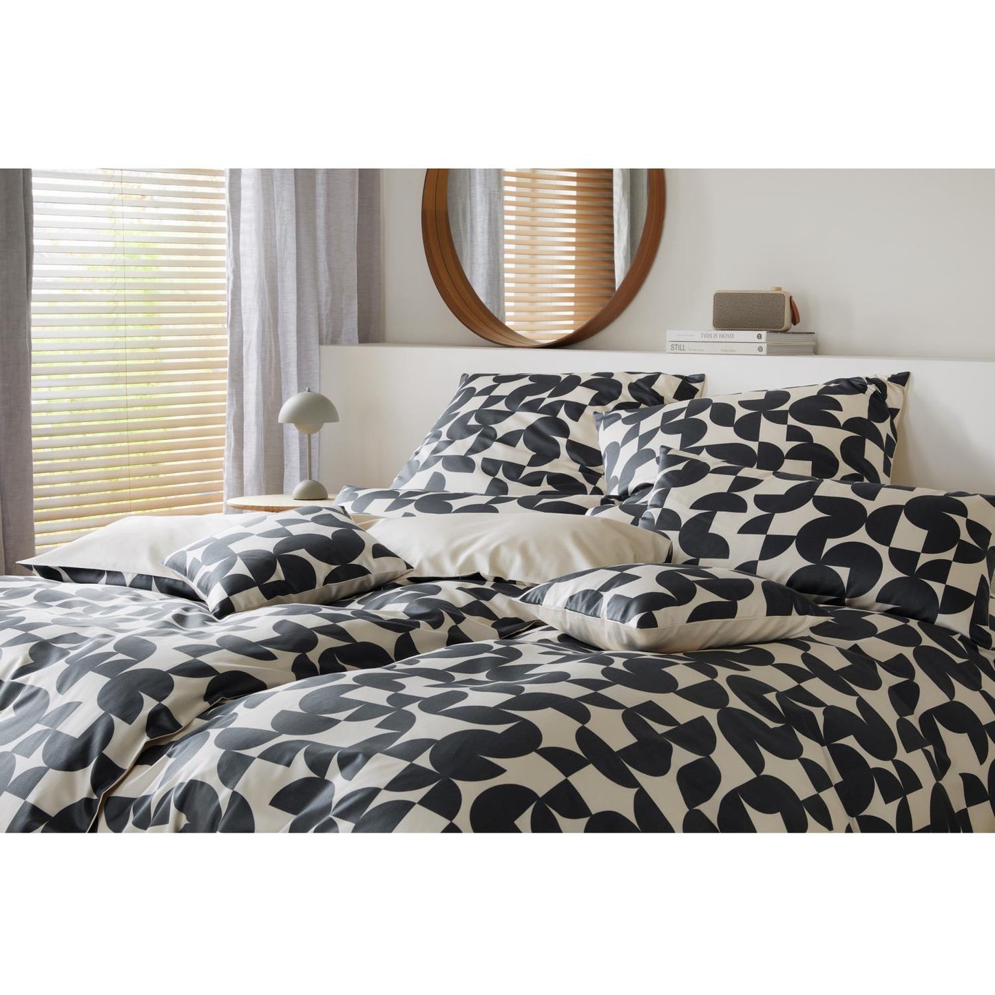 Elegante Mako Satin Bettwäsche Studio Graphic 24533-9 Grau 135x200