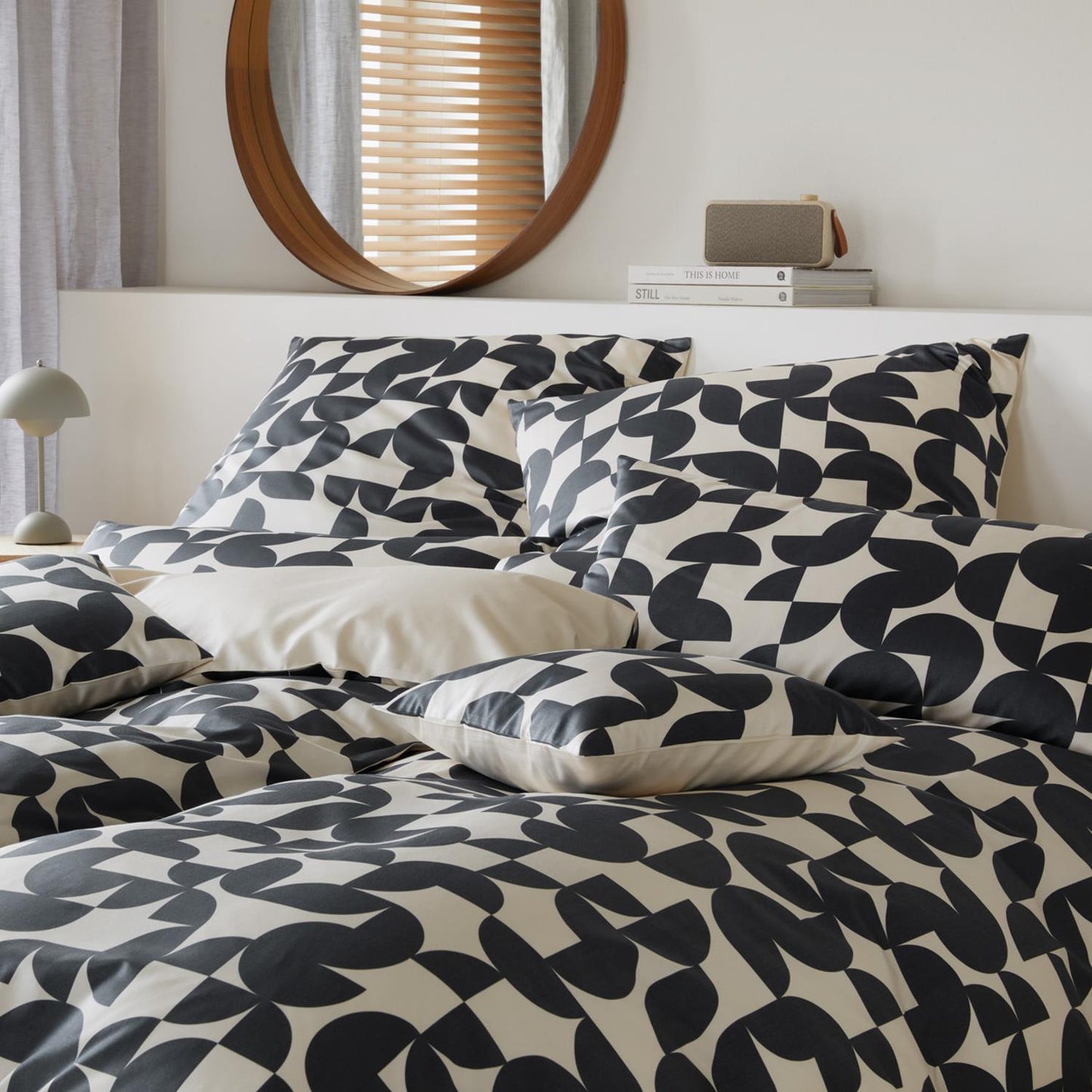 Elegante Mako Satin Bettwäsche Studio Graphic 24533-9 Grau 135x200