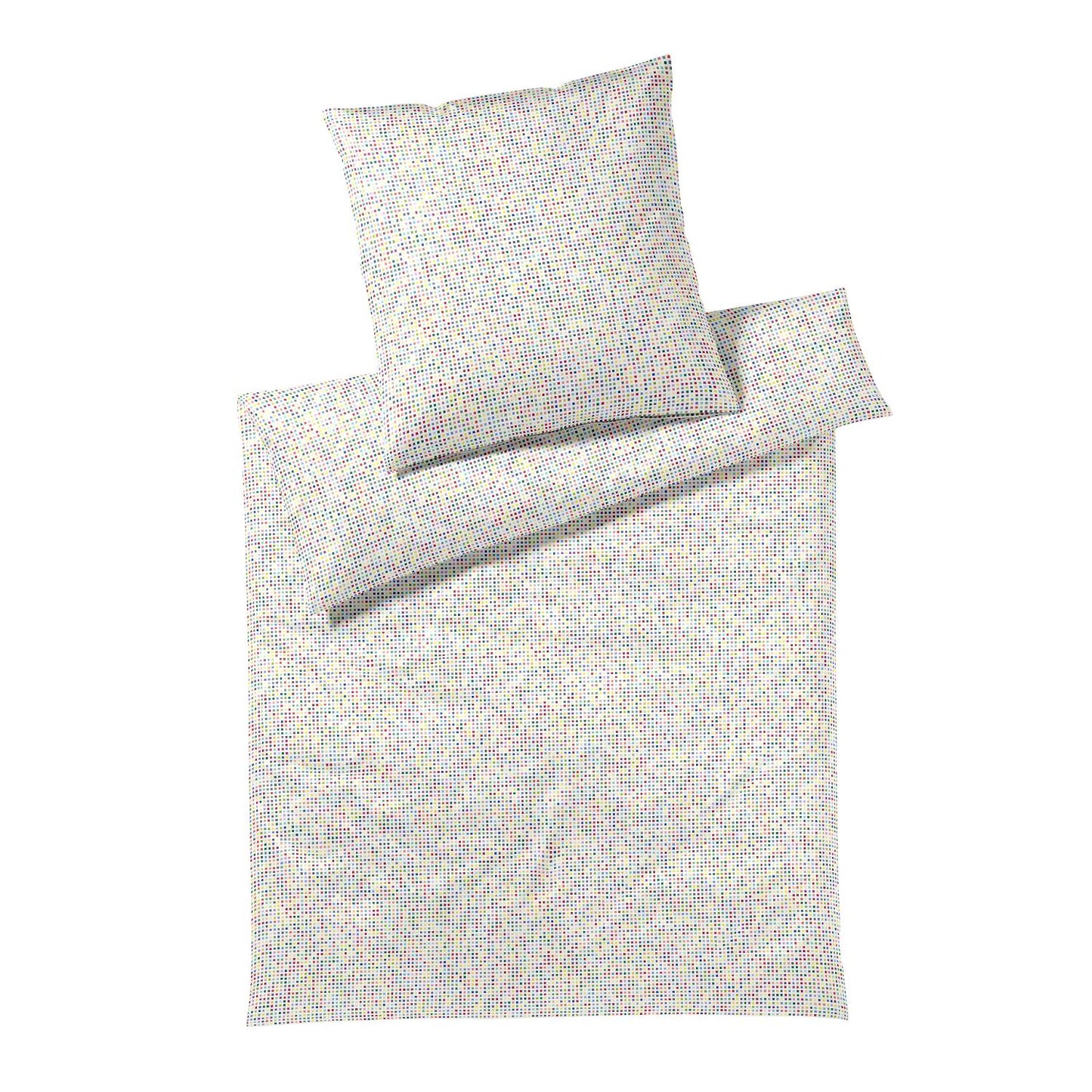 Elegante Mako Satin Bettwäsche Pixie 24535-0 Pixel Weiß Bunt 135x200