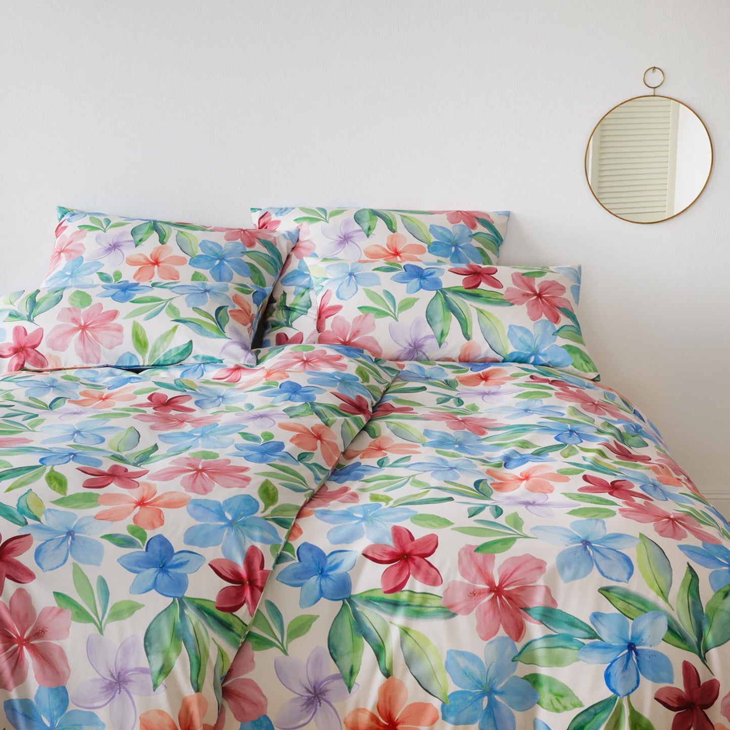 Elegante Mako Satin Bettwäsche Bravo 24537-1 Hibiskus Natur 135x200