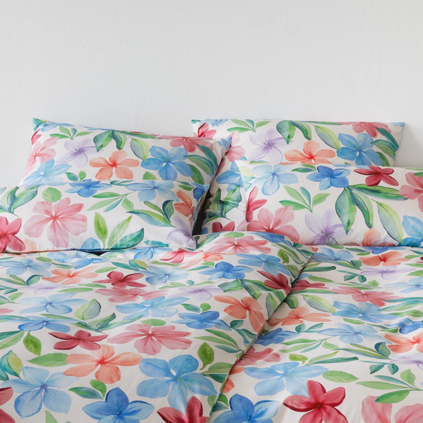 Elegante Mako Satin Bettwäsche Bravo 24537-1 Hibiskus Natur 135x200