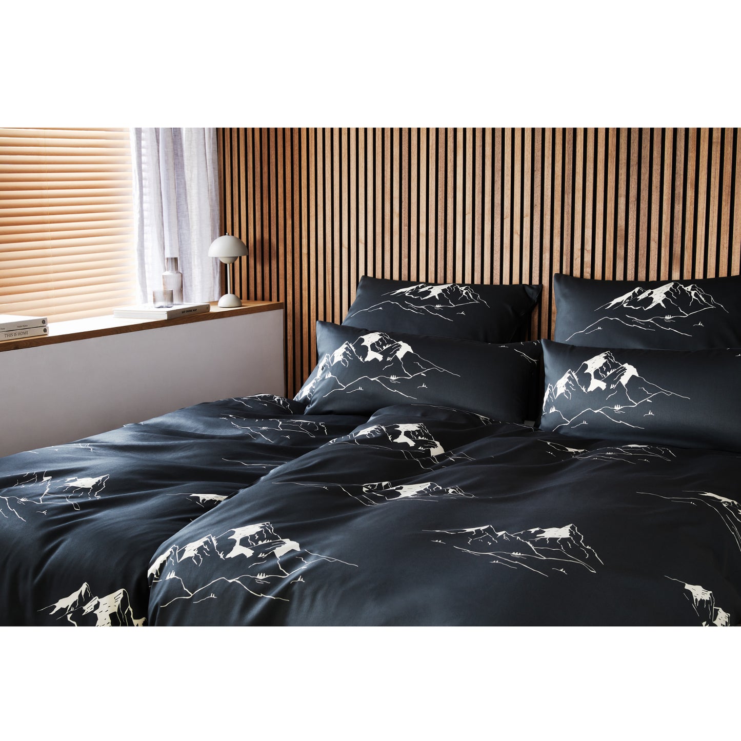 Elegante Mako Satin Bettwäsche Mountain Top 24548-9 graphit 135x200