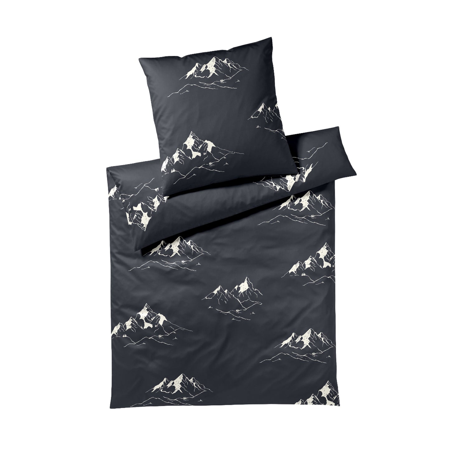 Elegante Mako Satin Bettwäsche Mountain Top 24548-9 graphit 135x200