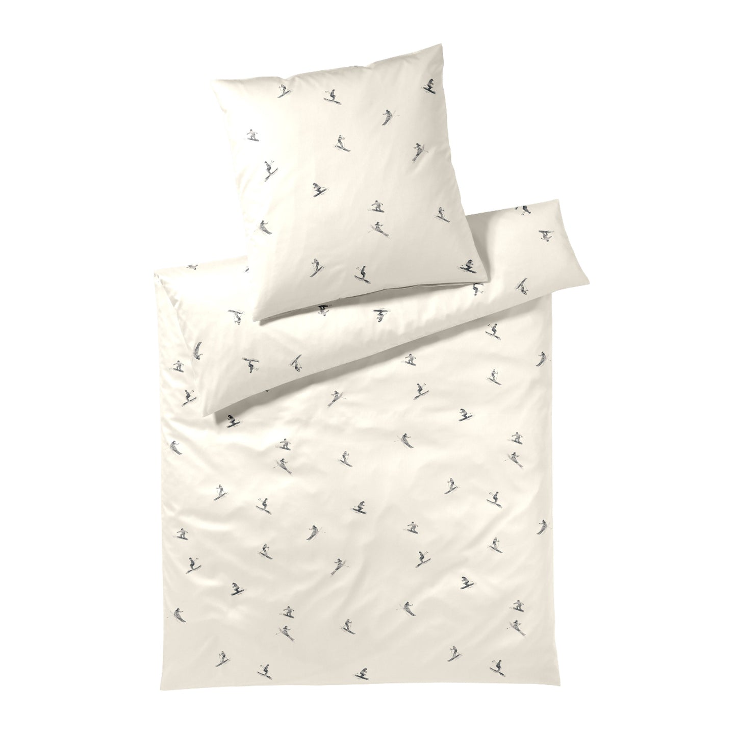Elegante Mako Satin Bettwäsche Mono Ski 24549-9 Skiläufer 135x200