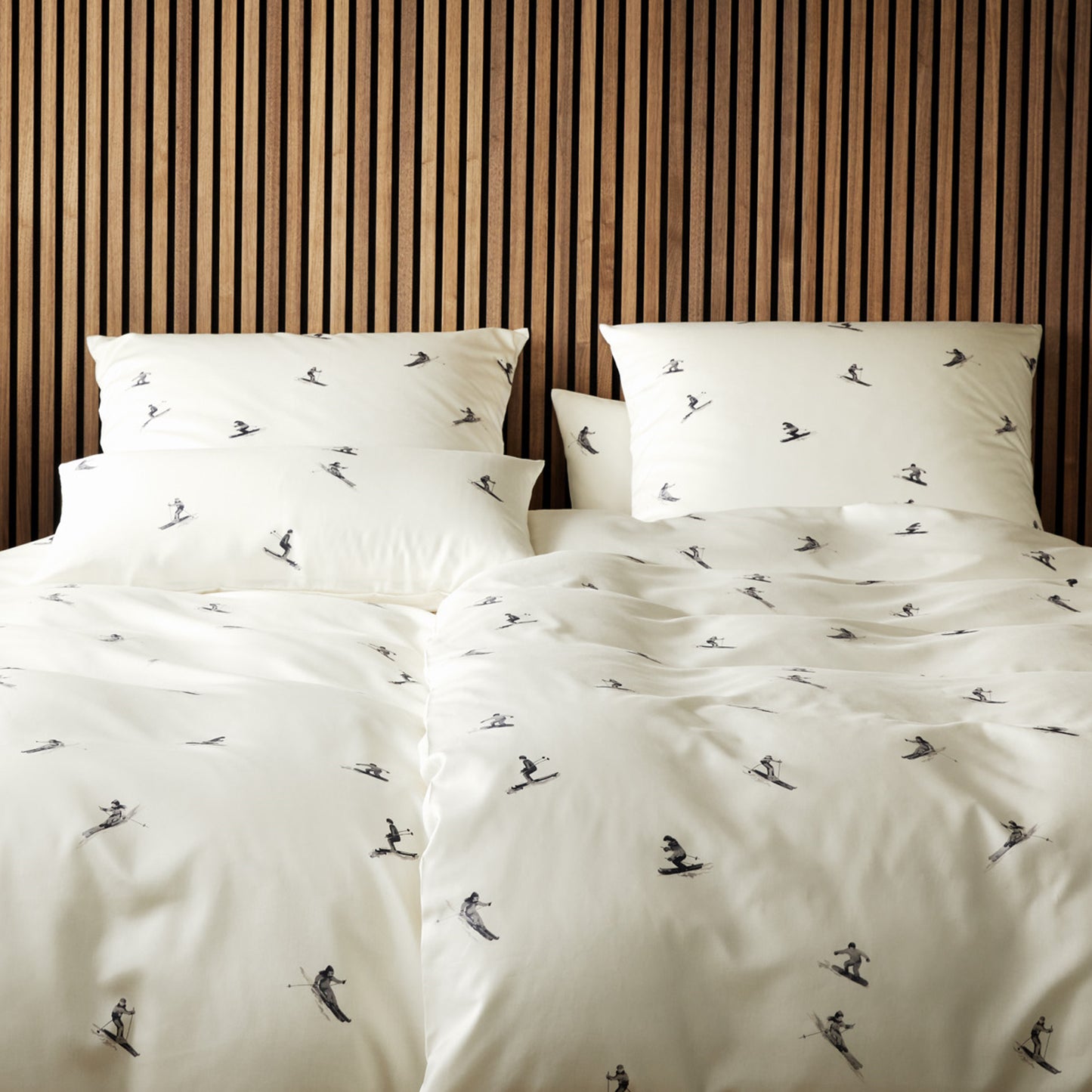 Elegante Mako Satin Bettwäsche Mono Ski 24549-9 Skiläufer 135x200