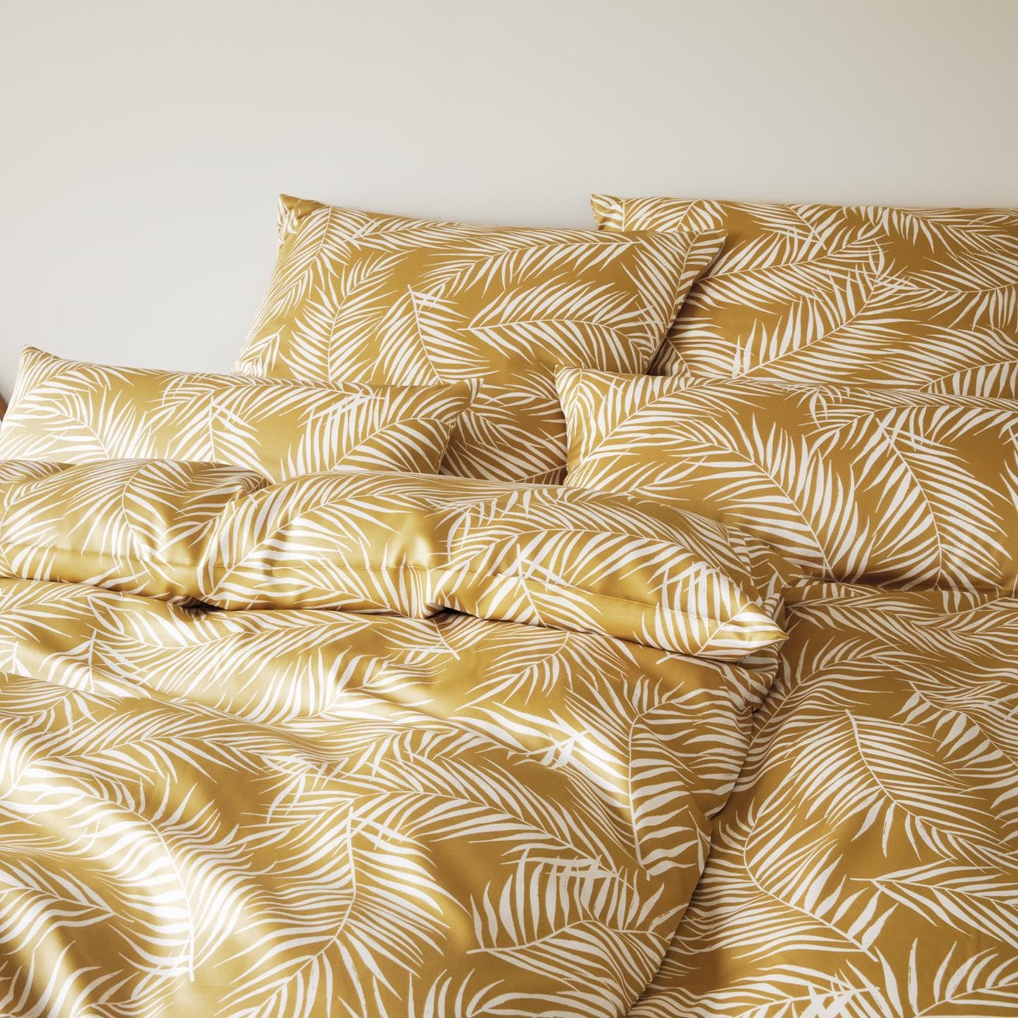Elegante Mako Satin Bettwäsche Maison Leaves 24551-3 Gold 135x200
