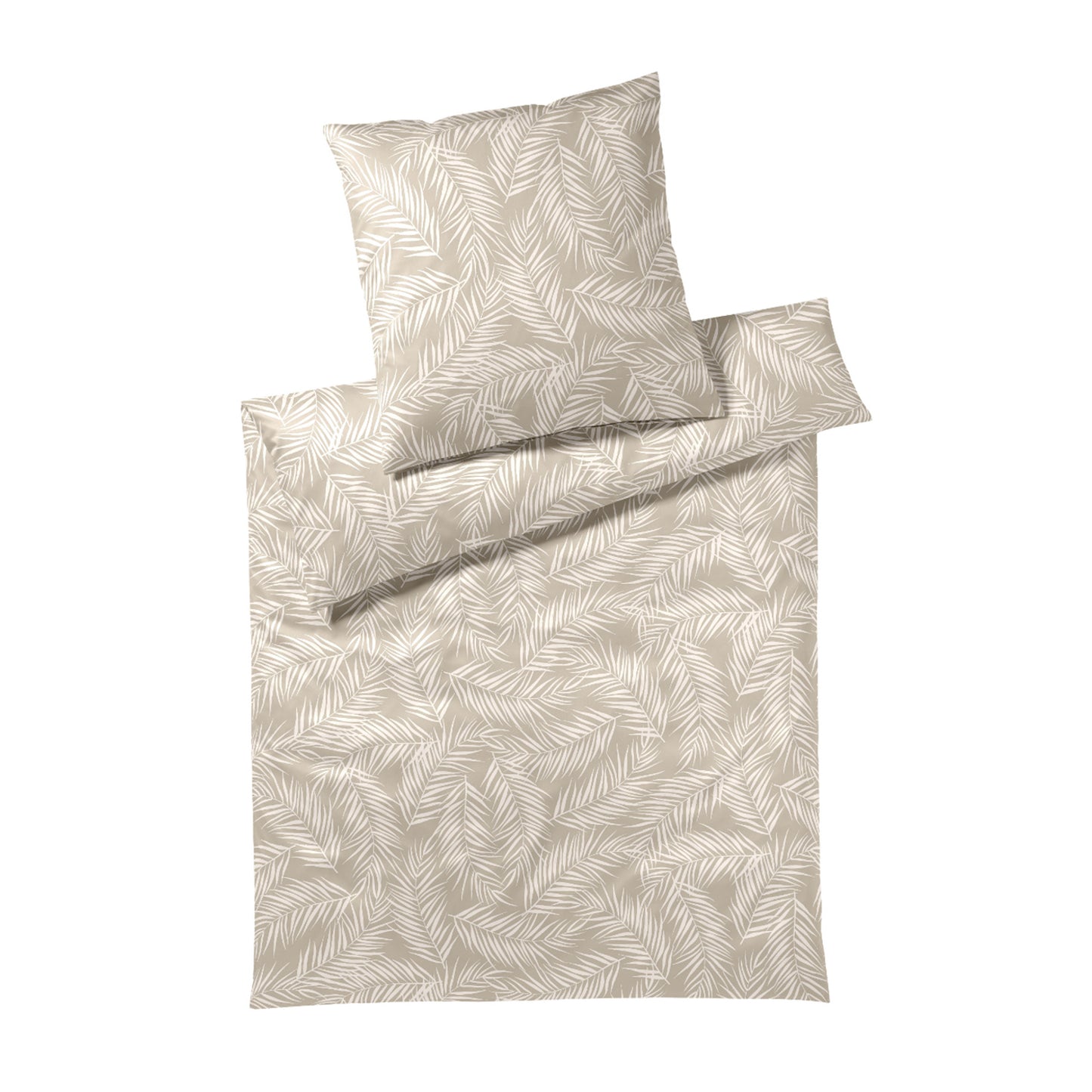 Elegante Mako Satin Bettwäsche Maison Leaves 24551-7 Natur 135x200
