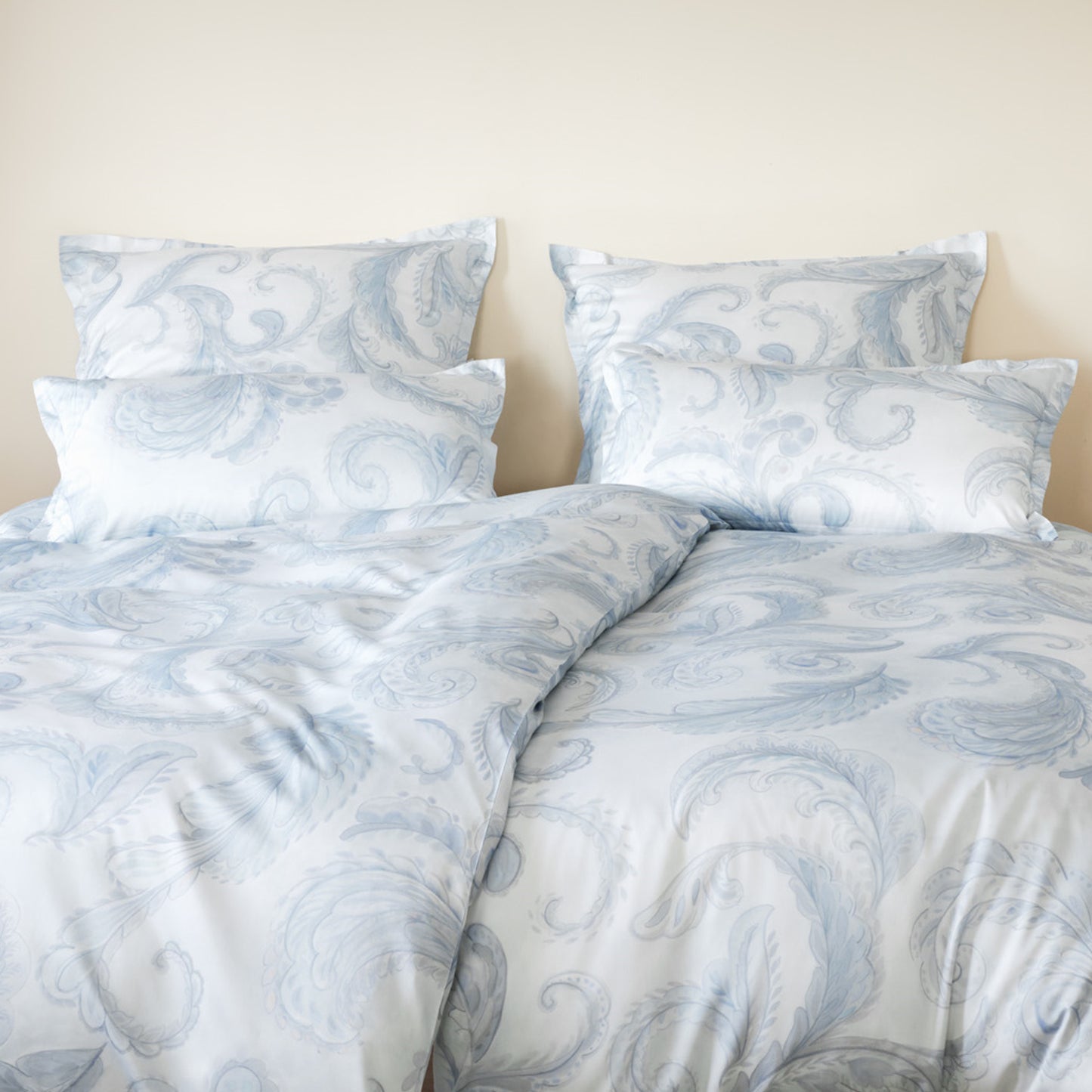 Elegante Mako Satin Bettwäsche Grandezza 24554-2 rauchblau 135x200