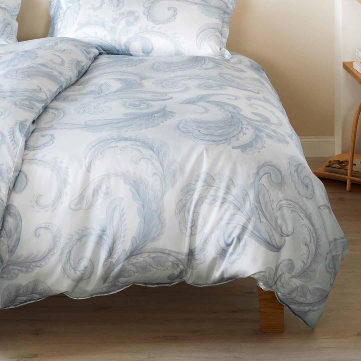 Elegante Mako Satin Bettwäsche Grandezza 24554-2 rauchblau 135x200