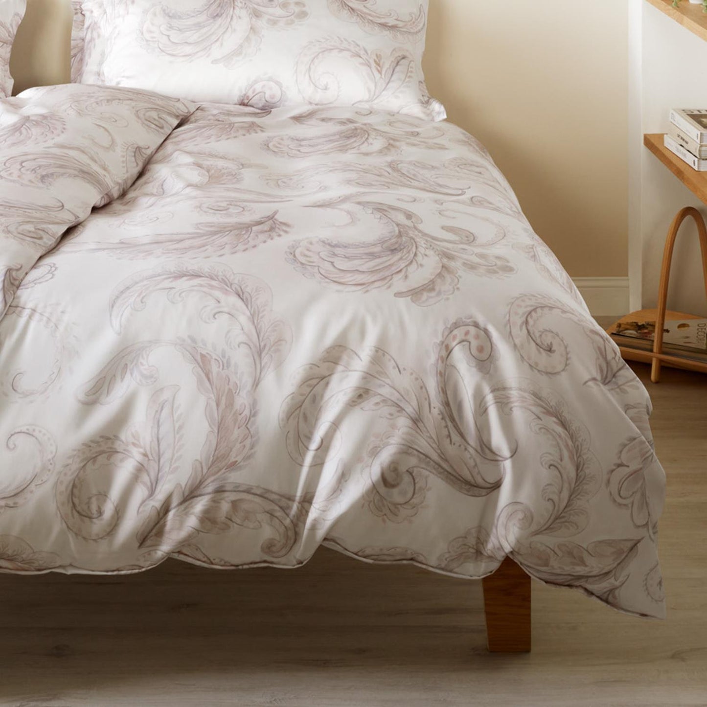 Elegante Mako Satin Bettwäsche Grandezza 24554-7 ecru Paisley 135x200
