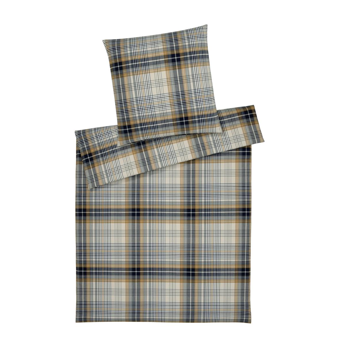 Elegante Flanell Bettwäsche Holmes 26005-3 Kariert Senfgelb 135x200