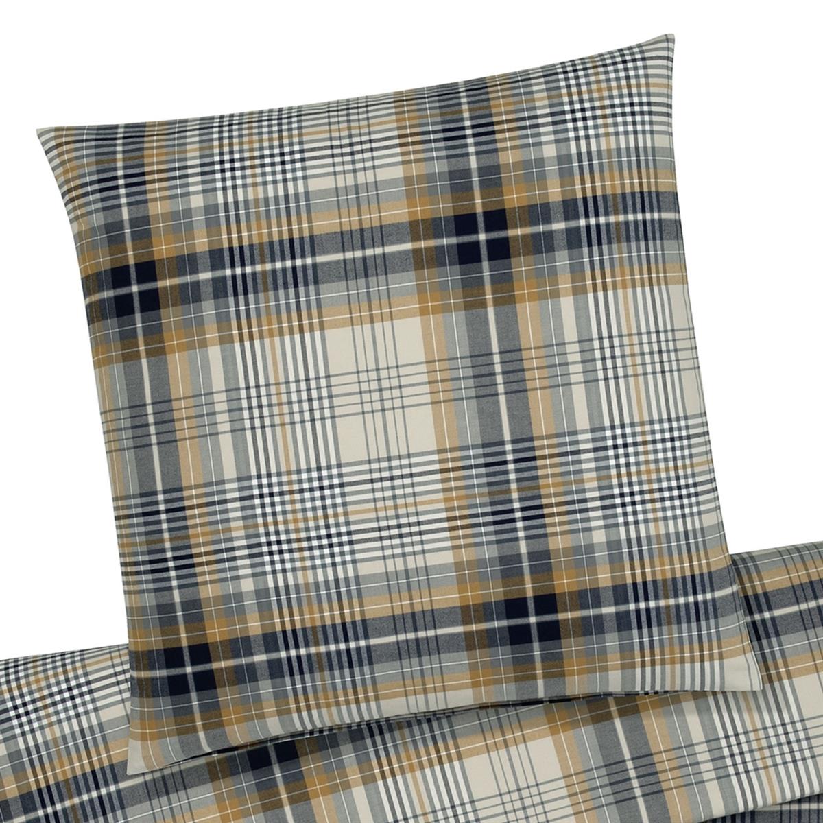 Elegante Flanell Bettwäsche Holmes 26005-3 Kariert Senfgelb 135x200