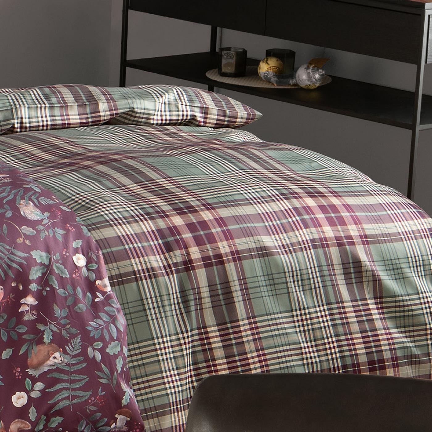 Elegante Flanell Bettwäsche Liverpool 26009-4 Grün kariert 135x200