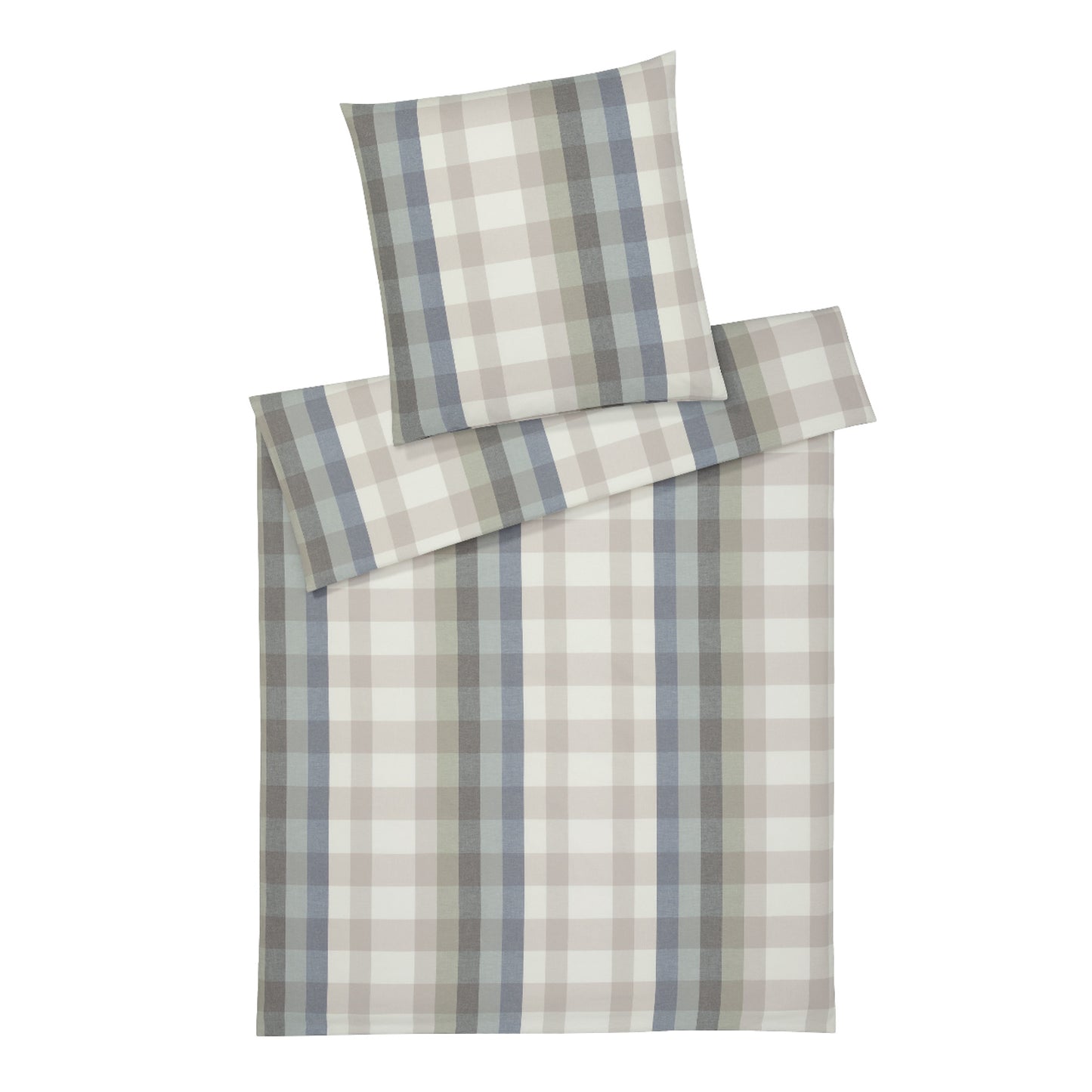 Elegante Flanell Bettwäsche Glasgow 26021-2 Kariert Beige 135x200