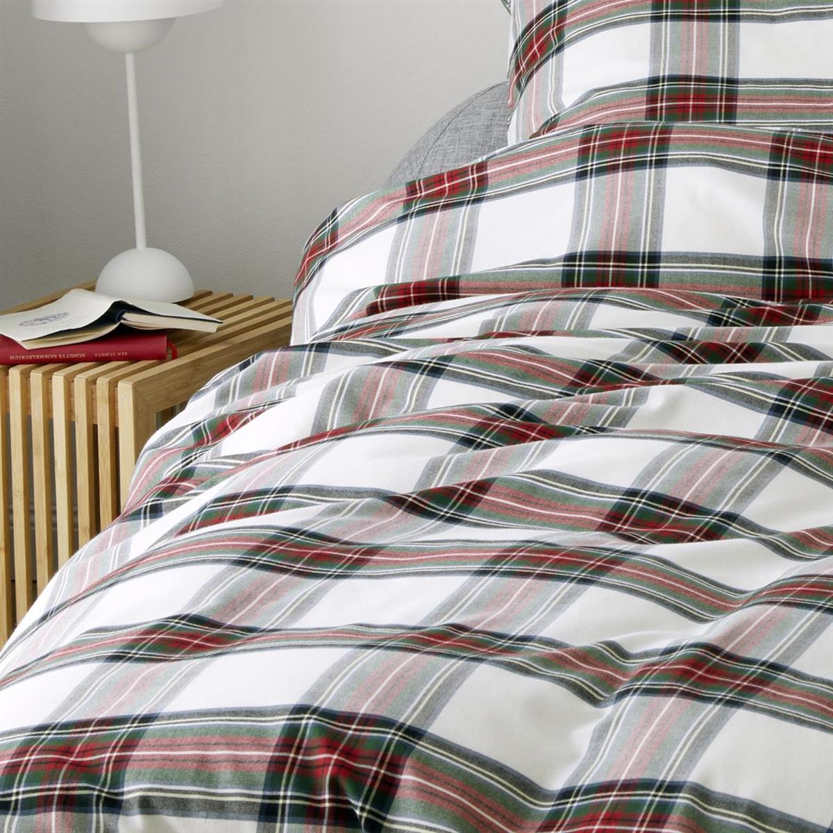 Elegante Flanell Bettwäsche Westminster 2666-1 Kariert Rot 135x200