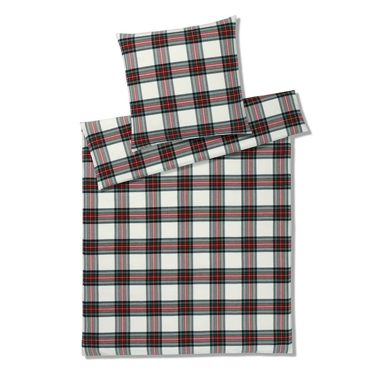 Elegante Flanell Bettwäsche Westminster 2666-1 Kariert Rot 135x200