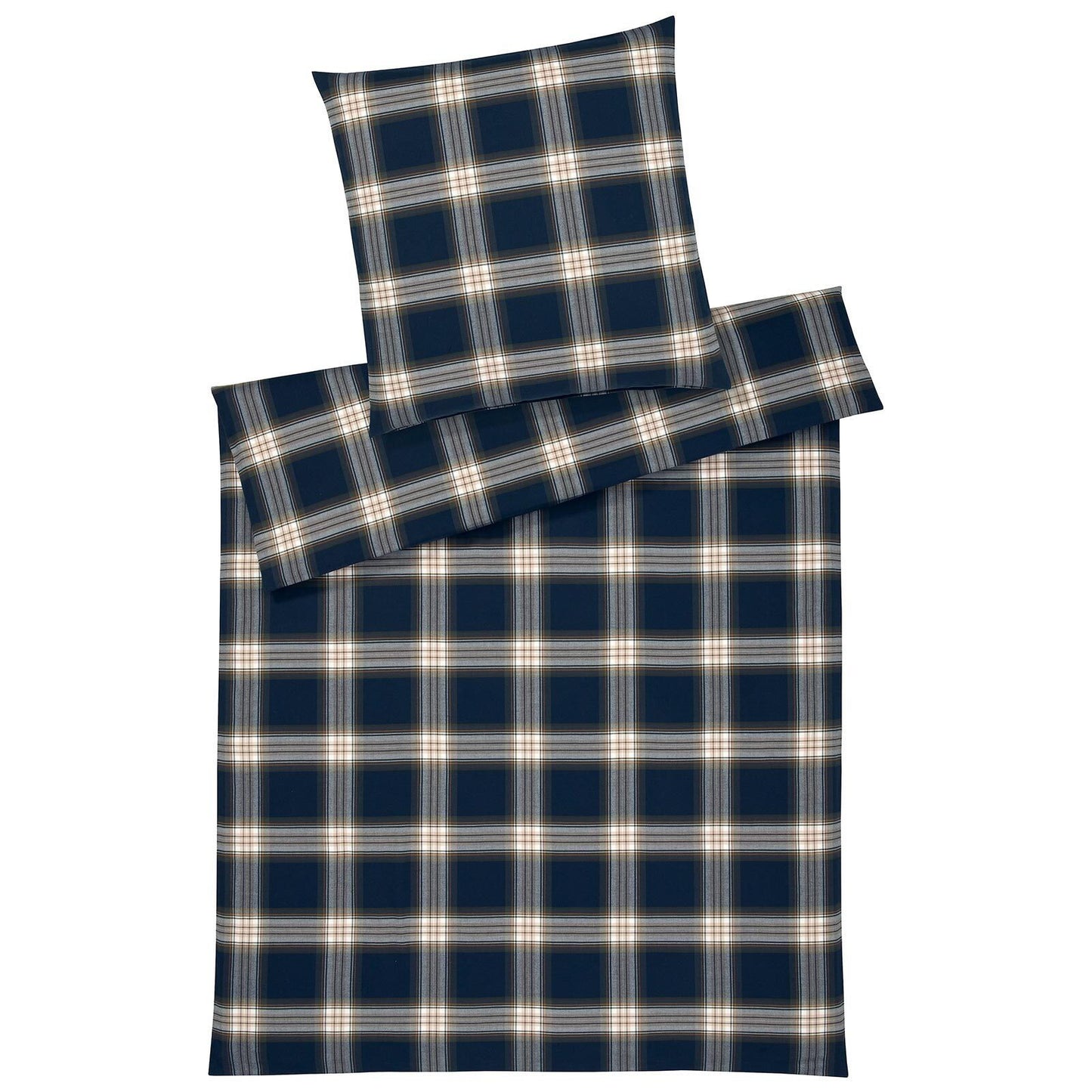 Elegante Flanell Bettwäsche Westminster 2666-24 Kariert Blau 135x200