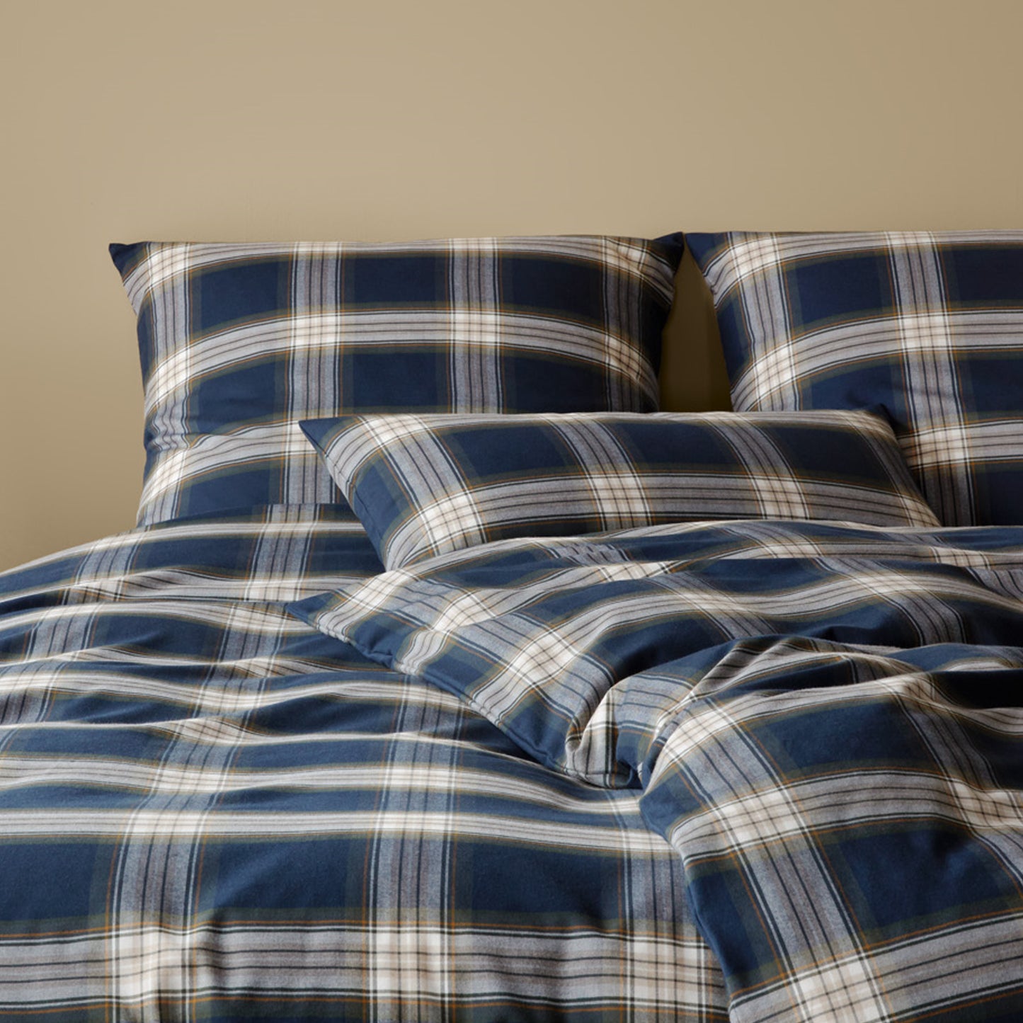 Elegante Flanell Bettwäsche Westminster 2666-24 Kariert Blau 135x200