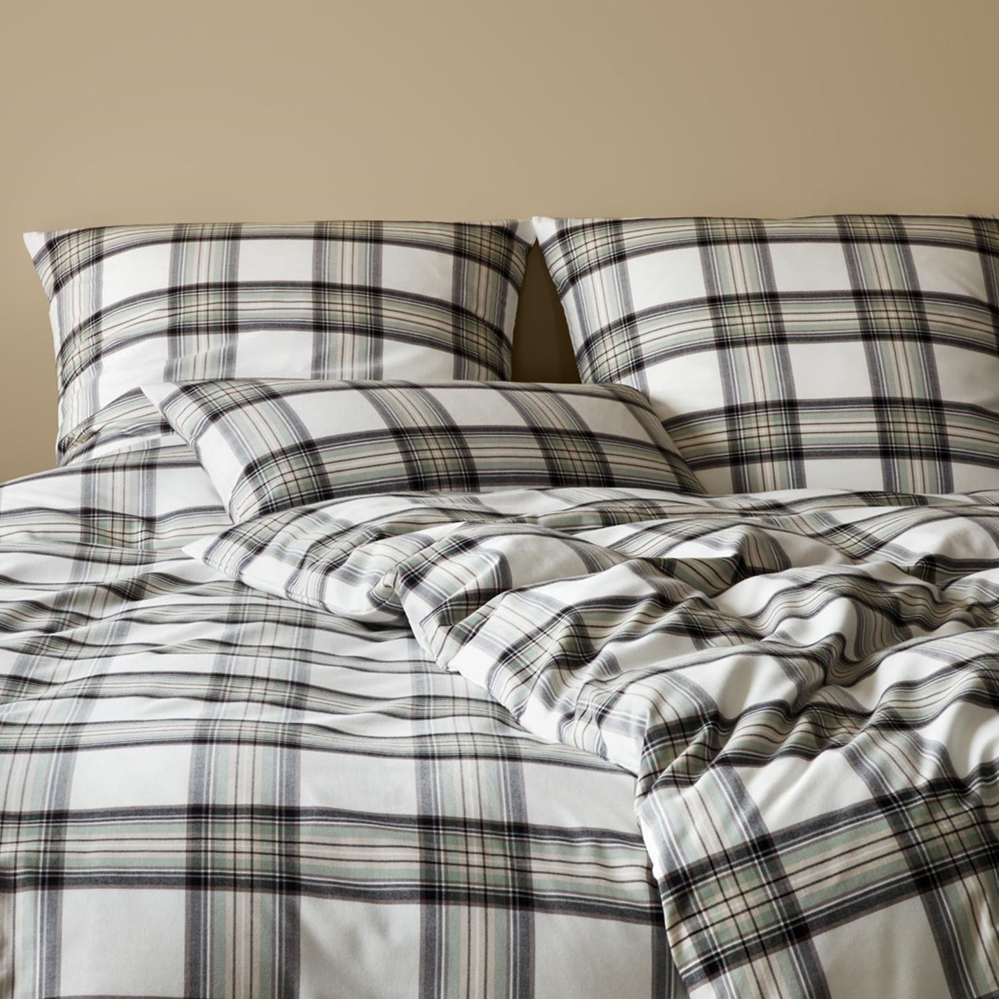 Elegante Flanell Bettwäsche Westminster 2666-44 Kariert Natur 135x200