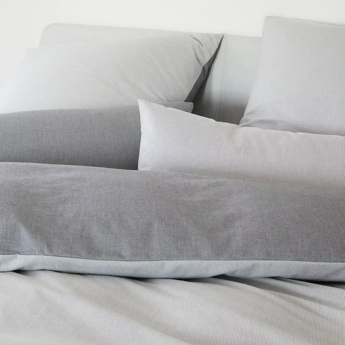 Elegante Flanell Wende Bettwäsche Tender 2677-19 silber grau 135x200