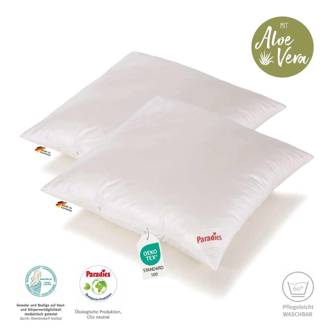 2 Stück Paradies Softy extra Kopfkissen Kissen Faserkissen 80x80