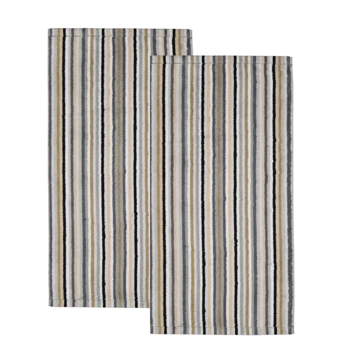Cawö 2er Handtuch-Set 50 x 100 cm Life Style Streifen Kiesel – bettenhaus-breuer