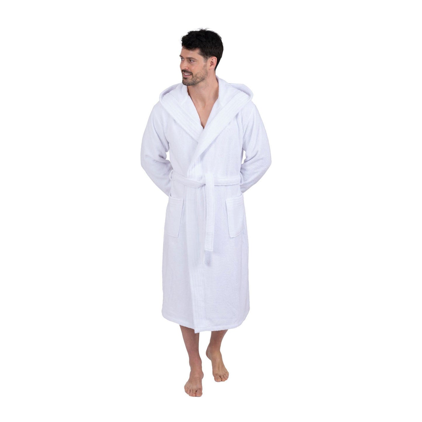 Wewofashion Unisex Bademantel Kapuze 3004-100 Weiß Unifarben