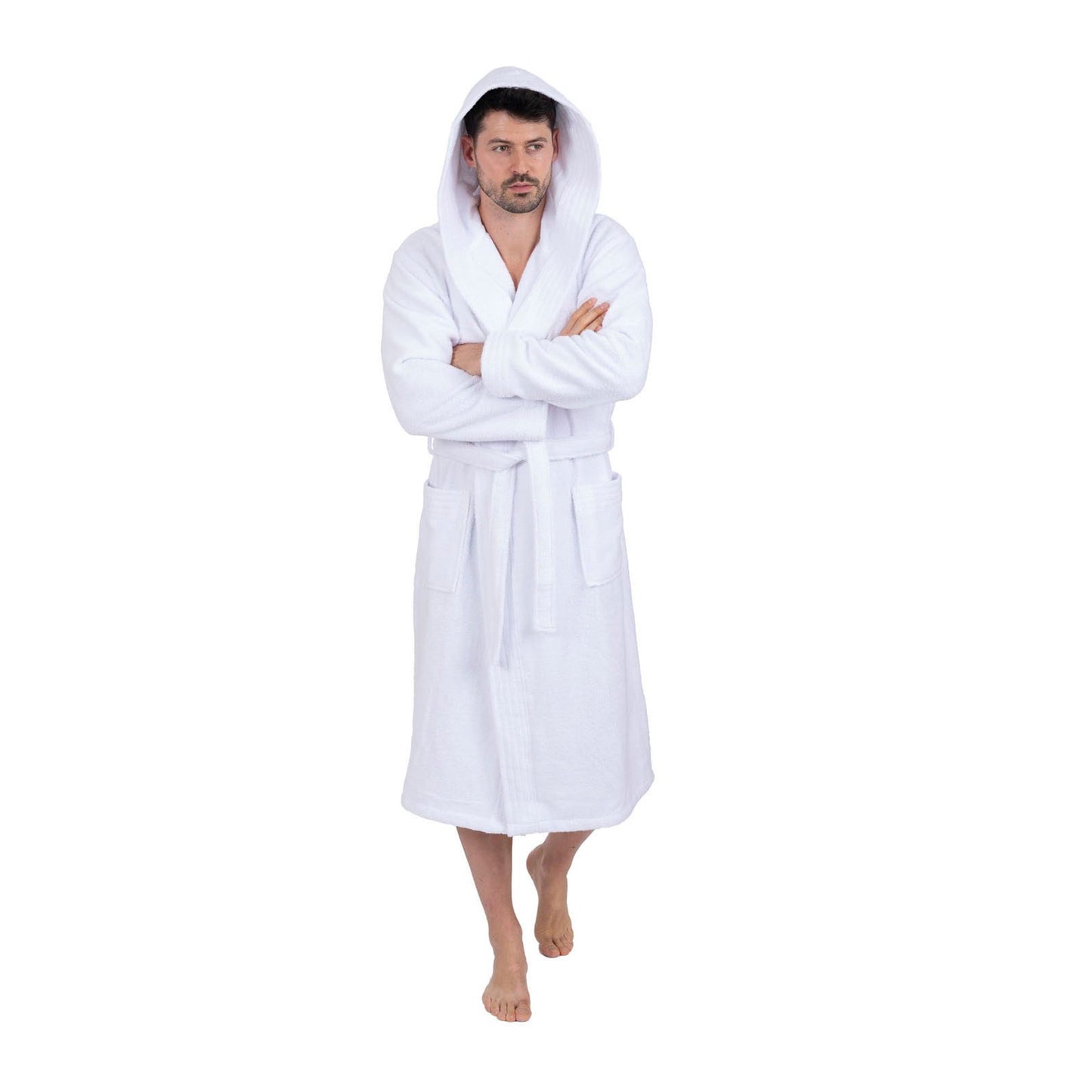 Wewofashion Unisex Bademantel Kapuze 3004-100 Weiß Unifarben