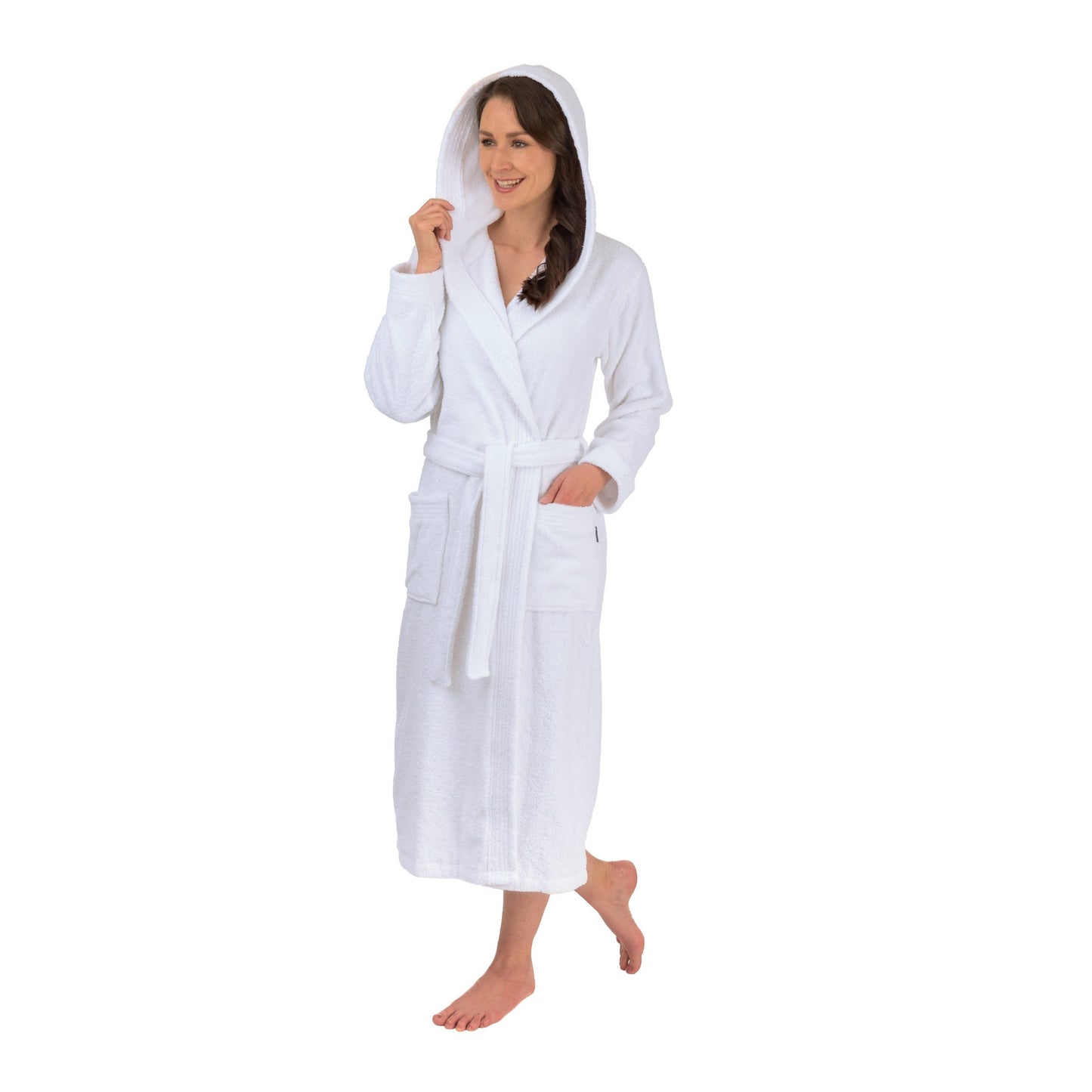 Wewofashion Unisex Bademantel Kapuze 3004-100 Weiß Unifarben