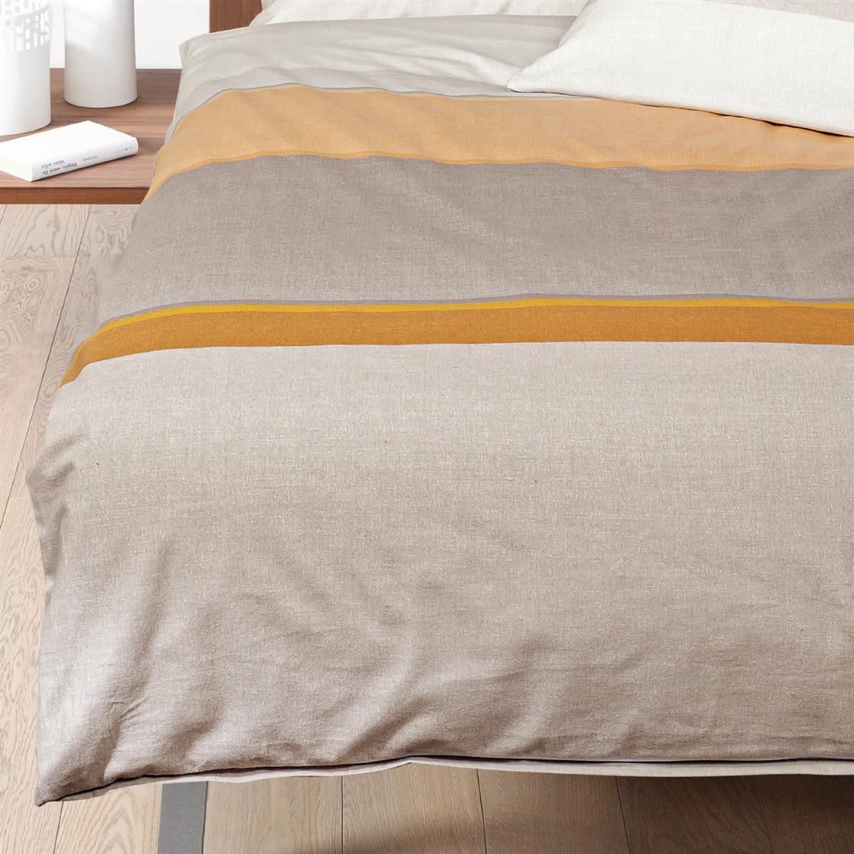Bettwäsche Janine Mako Satin Palermo 31122-03 Streifen natur 135x200