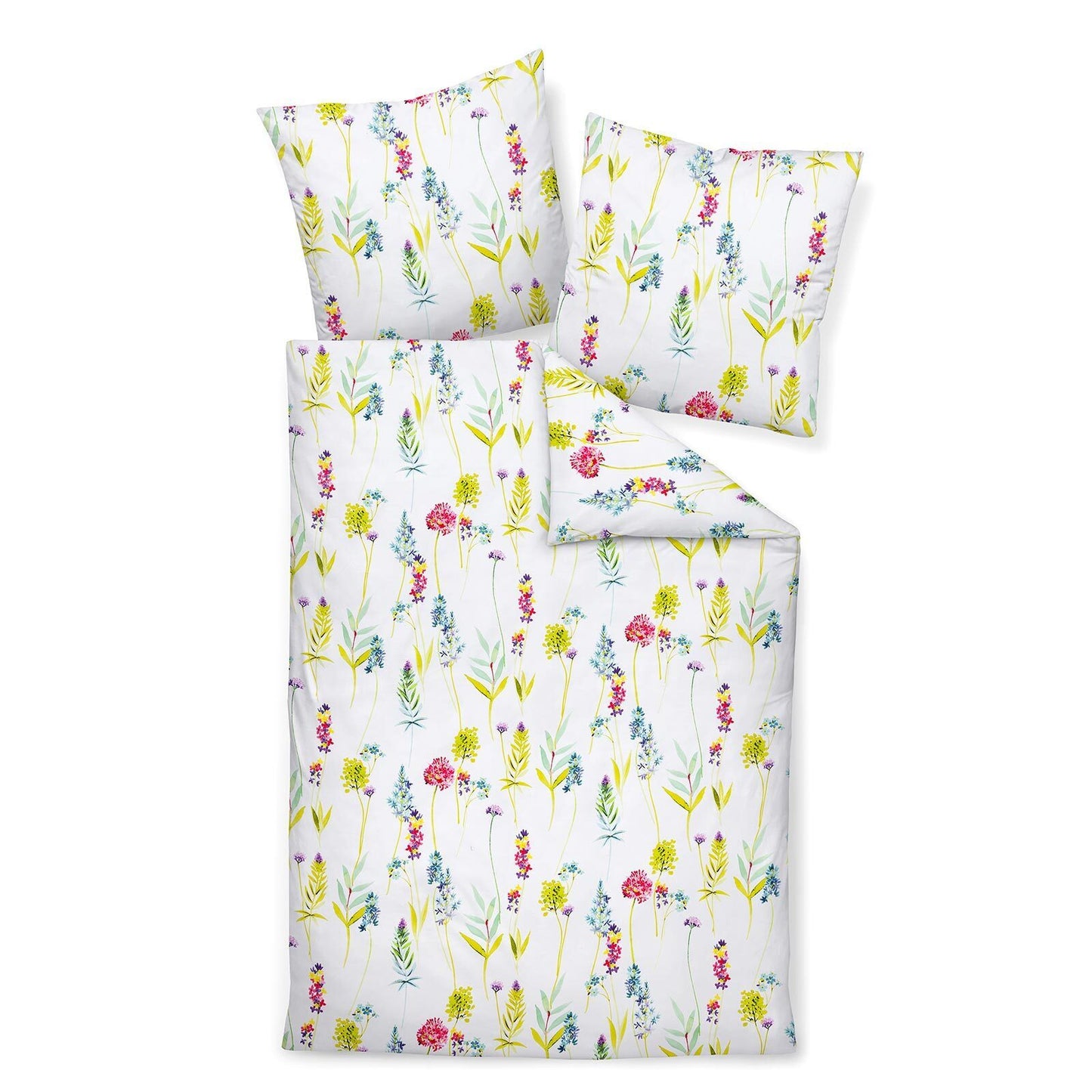 Janine Mako Satin Bettwäsche Palermo 31161-09 Weiß Bunt Blumen 135x200