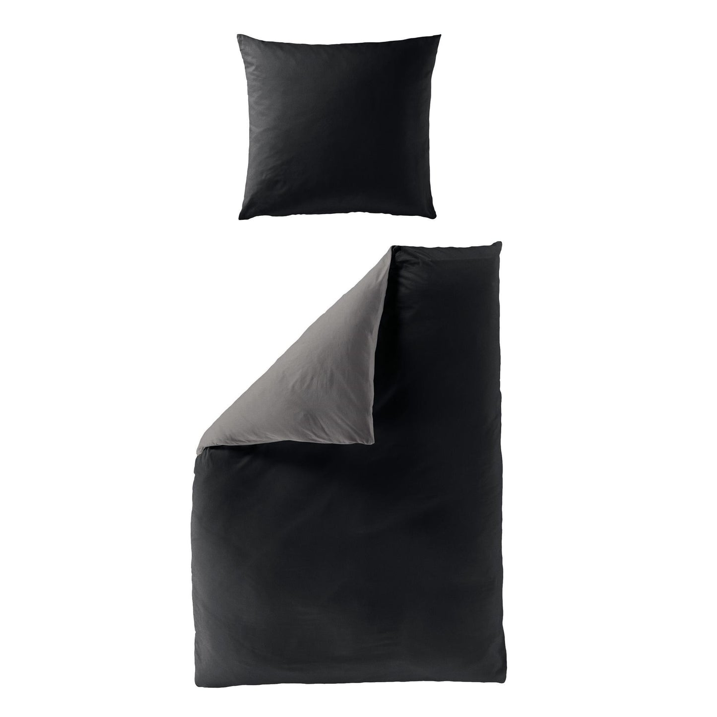 Bierbaum einfarbige Wende Bettwäsche 3297-99 schwarz anthrazit 135x200