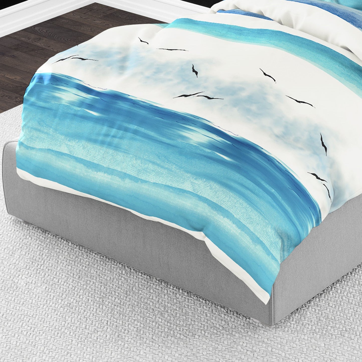 Bettwäsche Bierbaum Seersucker 3333-02 Möwen Meer Maritim blau 135x200