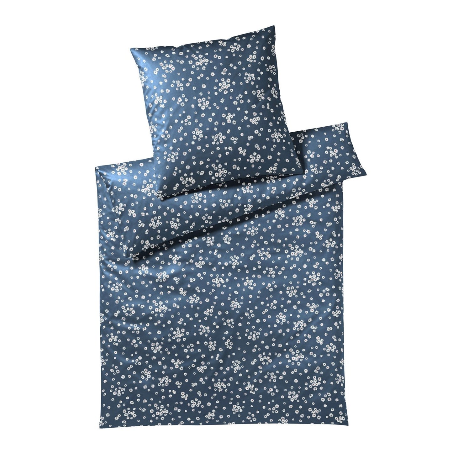 Elegante Interlock Jersey Bettwäsche Daisies 3565-2 Blume Blau 135x200
