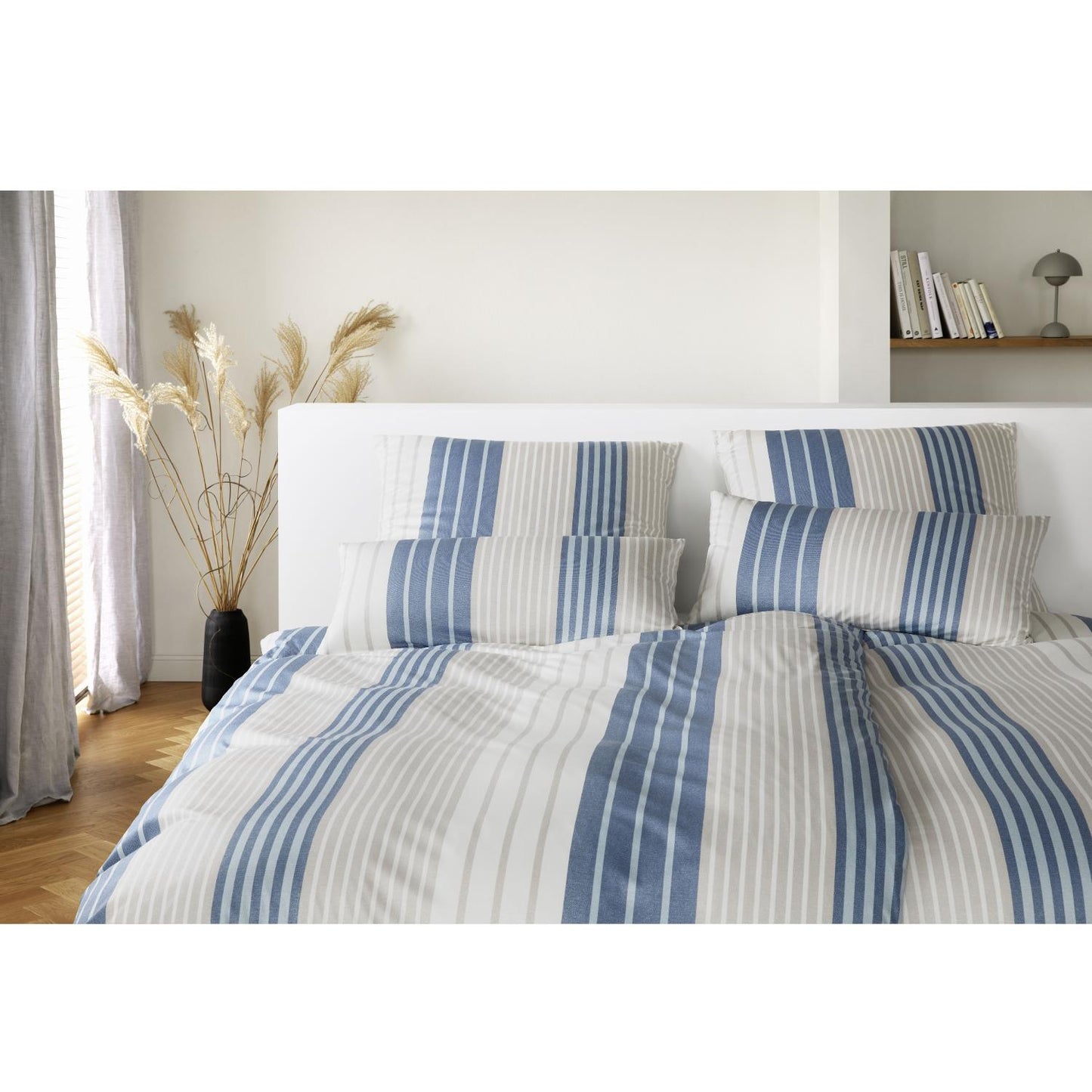 Elegante Interlock Jersey Bettwäsche Range 3604-2 Natur Blau 135x200