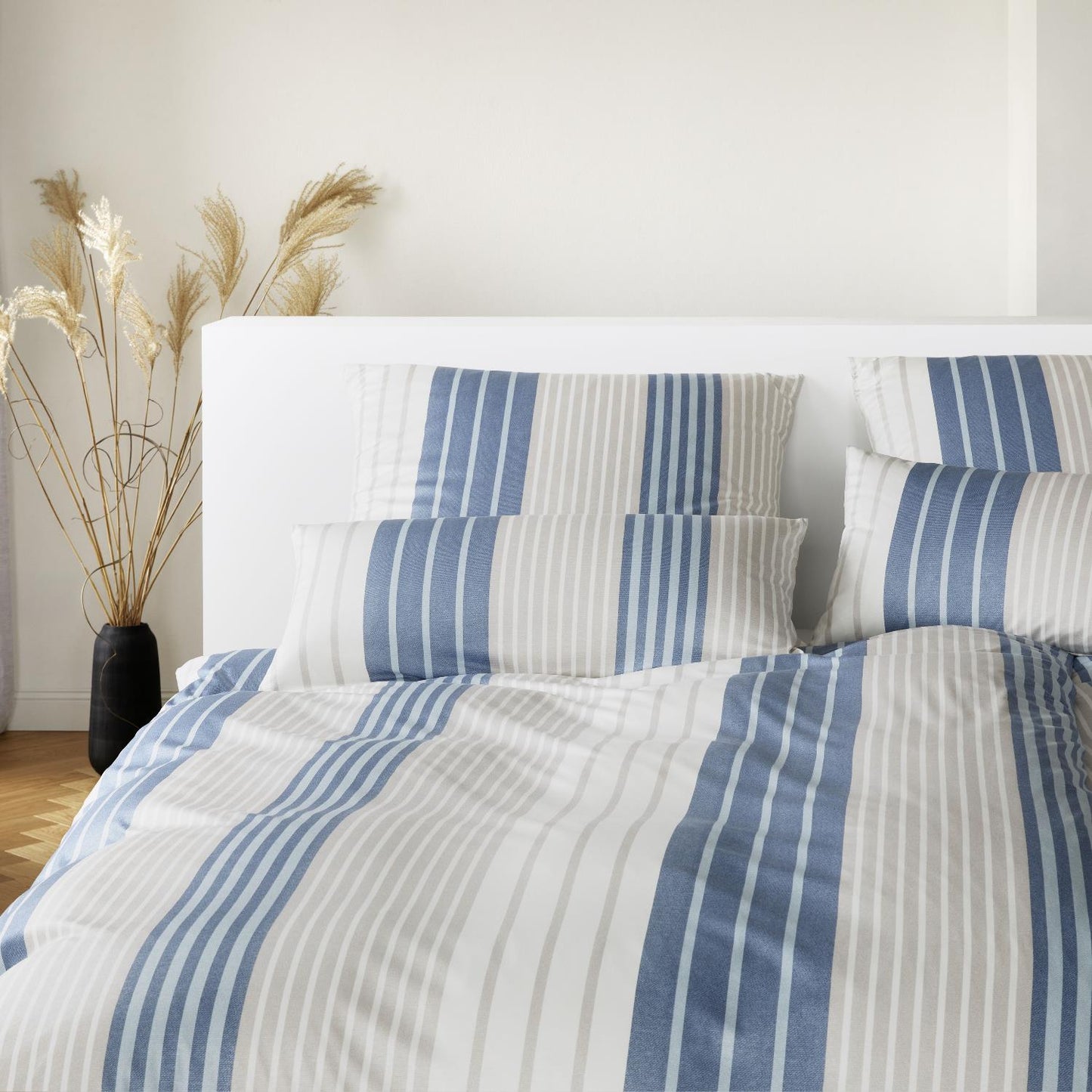Elegante Interlock Jersey Bettwäsche Range 3604-2 Natur Blau 135x200
